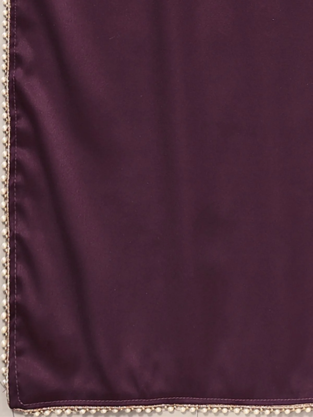 Odette Wine Satin Embellished Saree With Unstitched Blouse For Women - Image 7