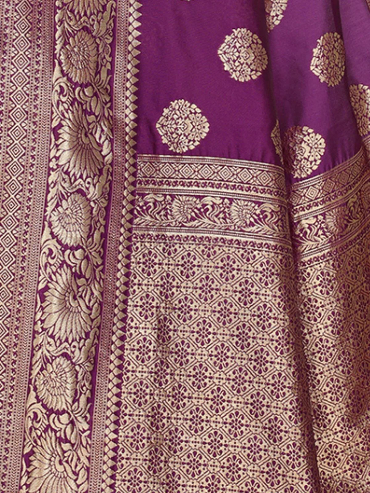 Odette Wine Silk Blend Embellished Saree For Women - Image 6
