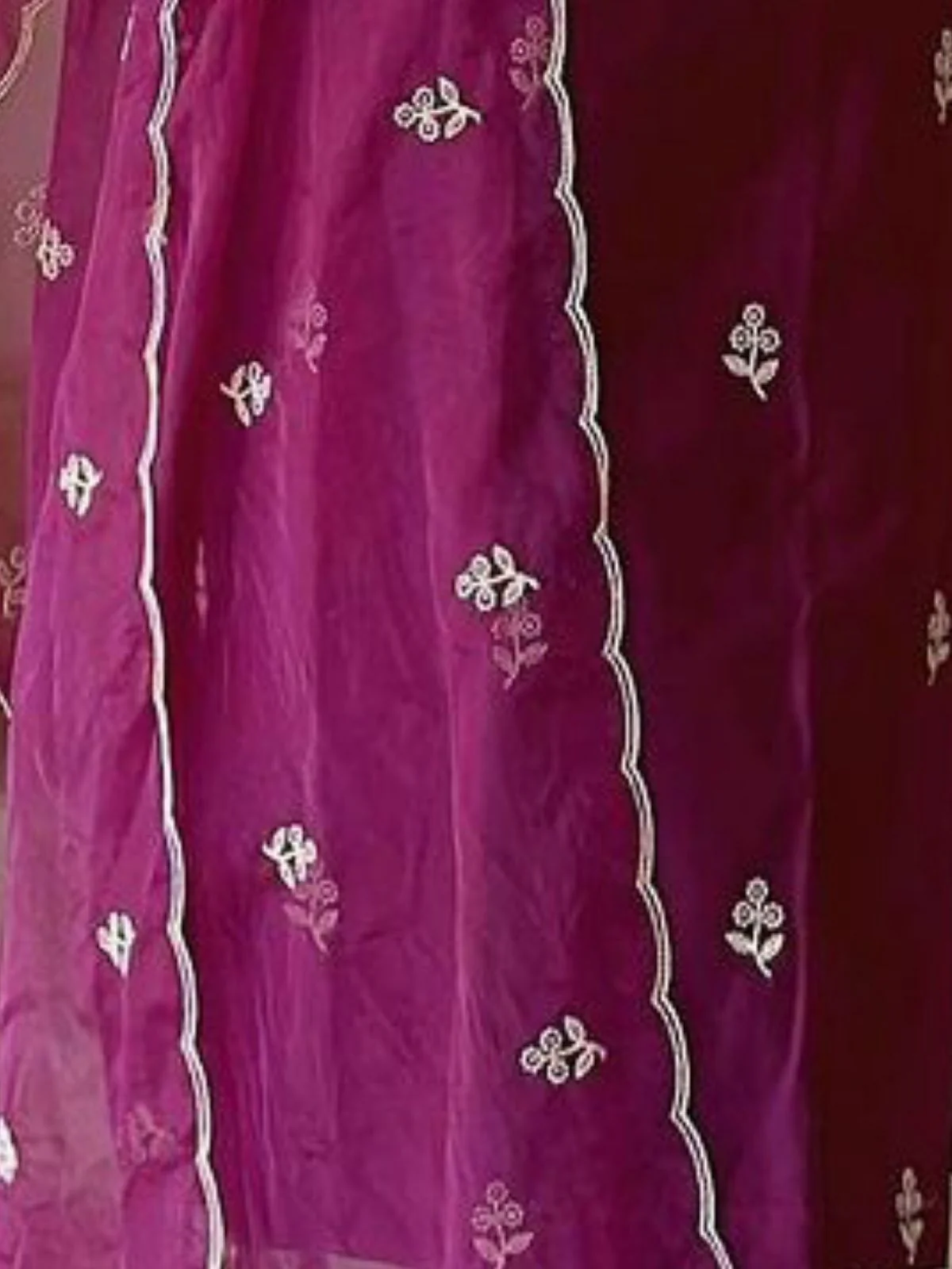 Odette Wine Silk Blend Embroidered Stiched Kurta Set For Women - Image 5