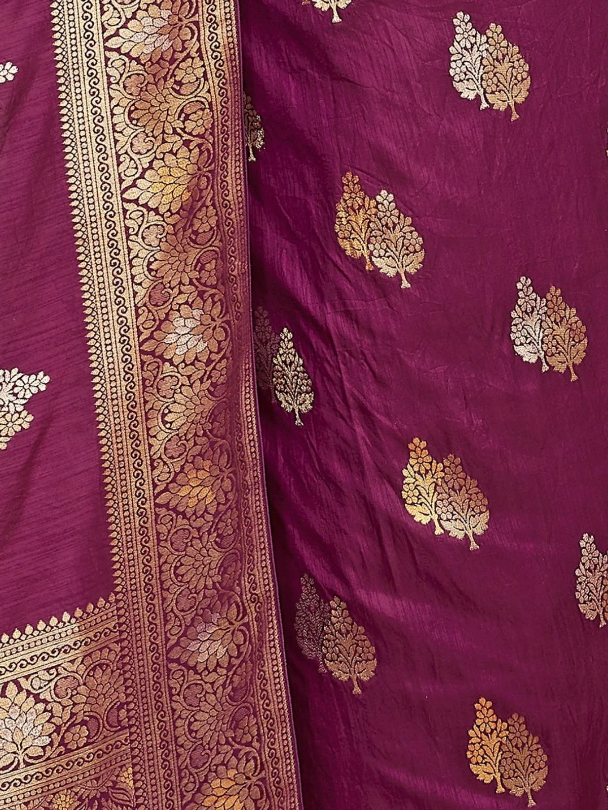 Odette Wine Silk Woven Saree For Women - Image 6