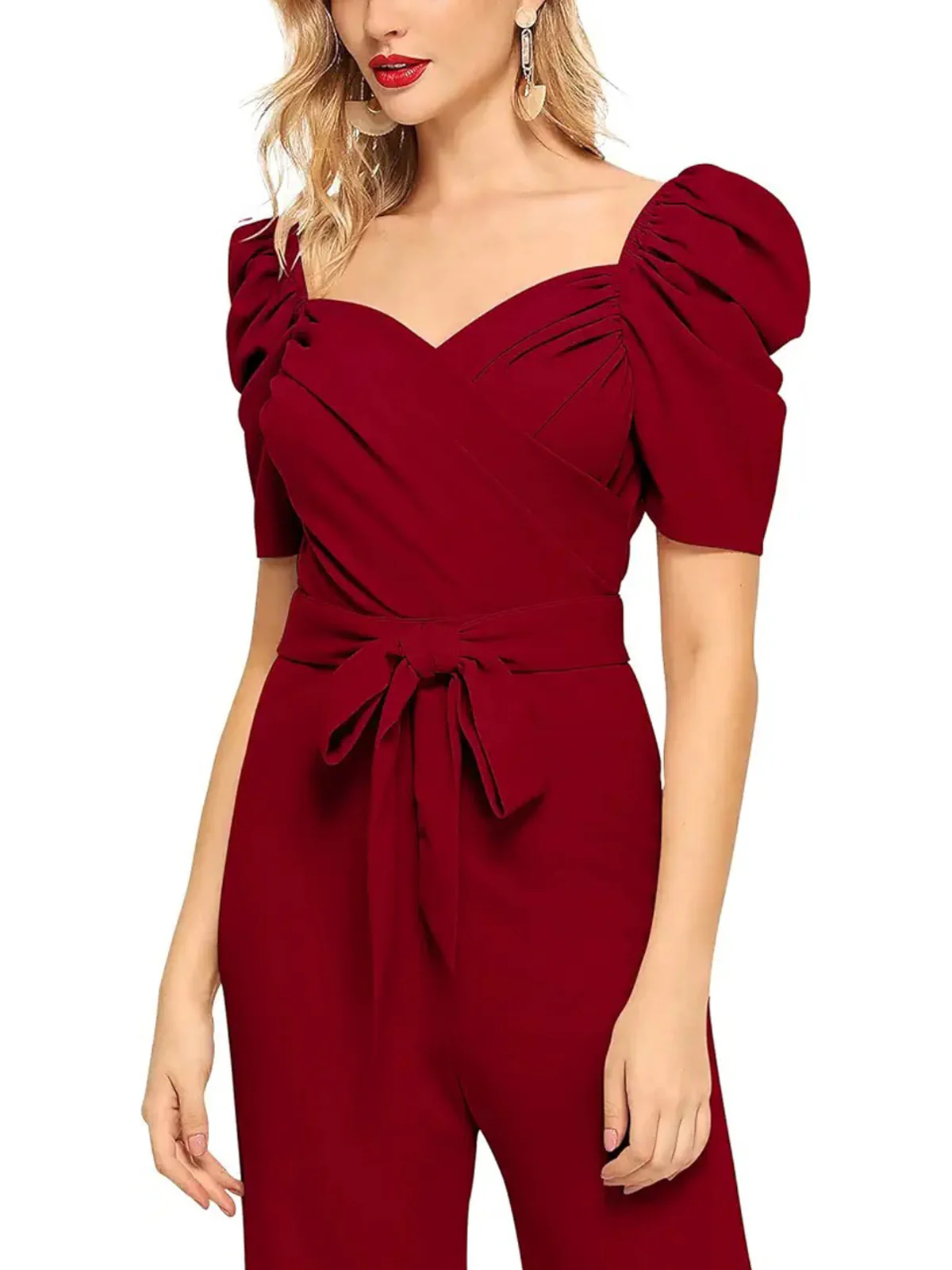 Odette Women Maroon Polyester Blend Jumpsuit - Image 4