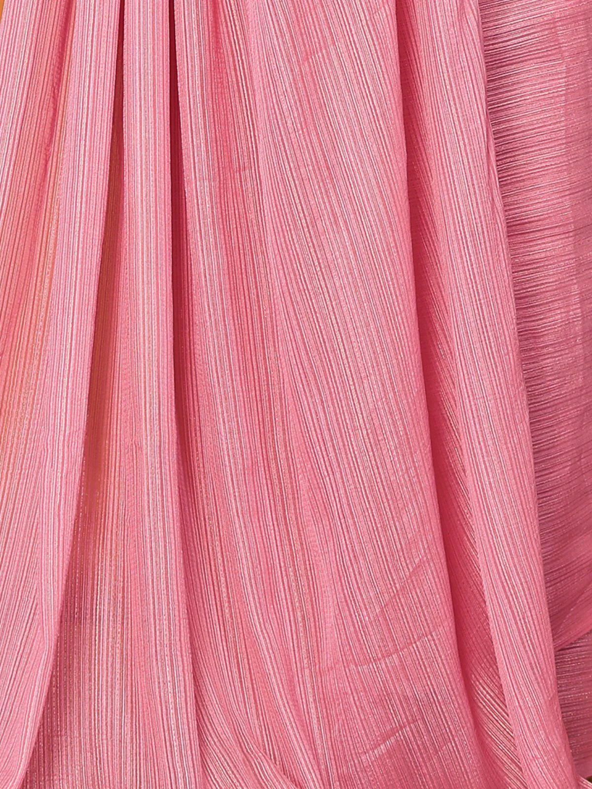 Odette Women Pink Polyester Solid Saree With Unstitched Blouse - Image 5