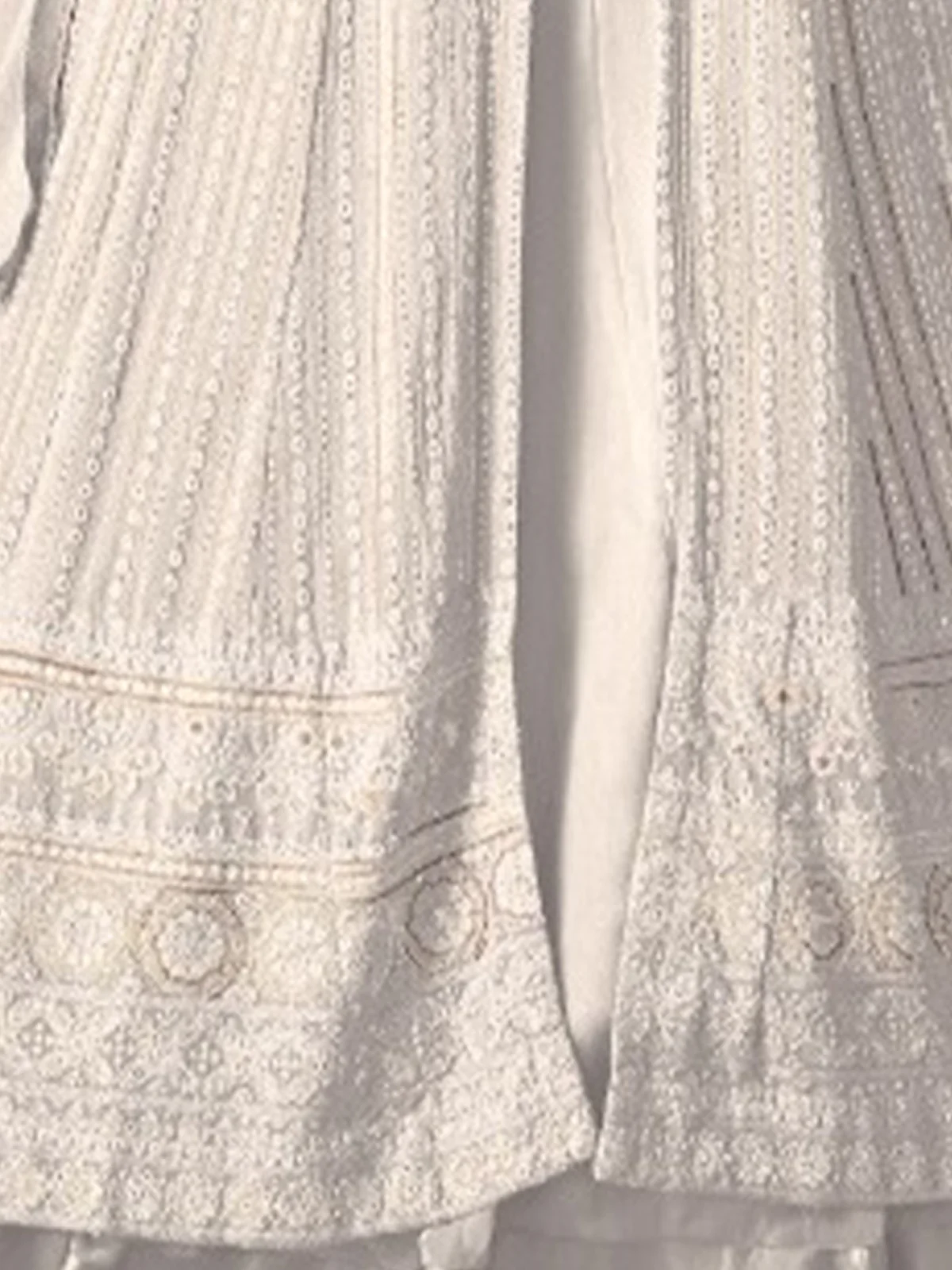 Odette Women White Faux Georgette Semi Stitched Kurta Set - Image 3