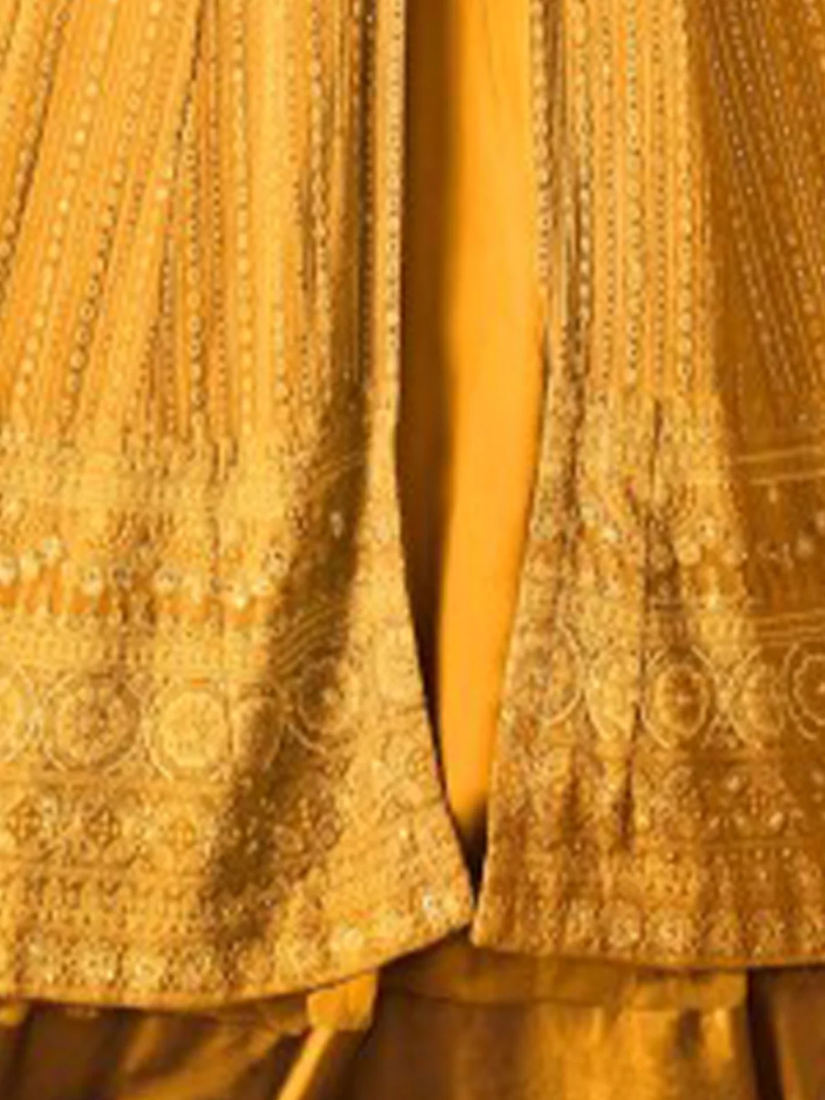 Odette Women Yellow Faux Georgette Semi Stitched Kurta Set - Image 3
