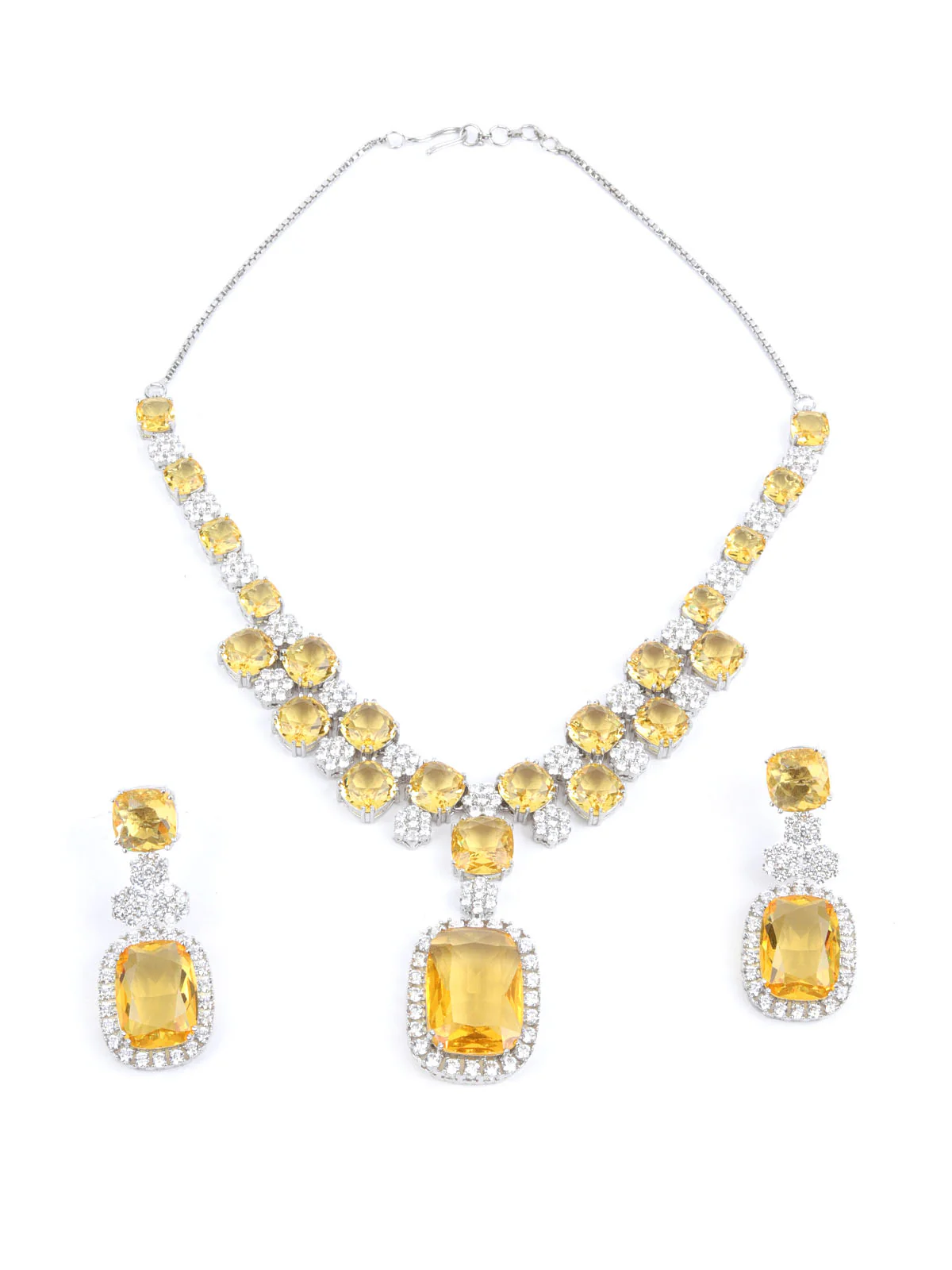 Odette Yellow Alloy Embellished Jewellery Set For Women - Image 3