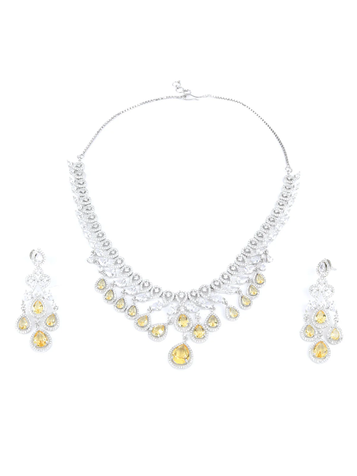 Odette Yellow Alloy Embellished Jewellery Set For Women - Image 3
