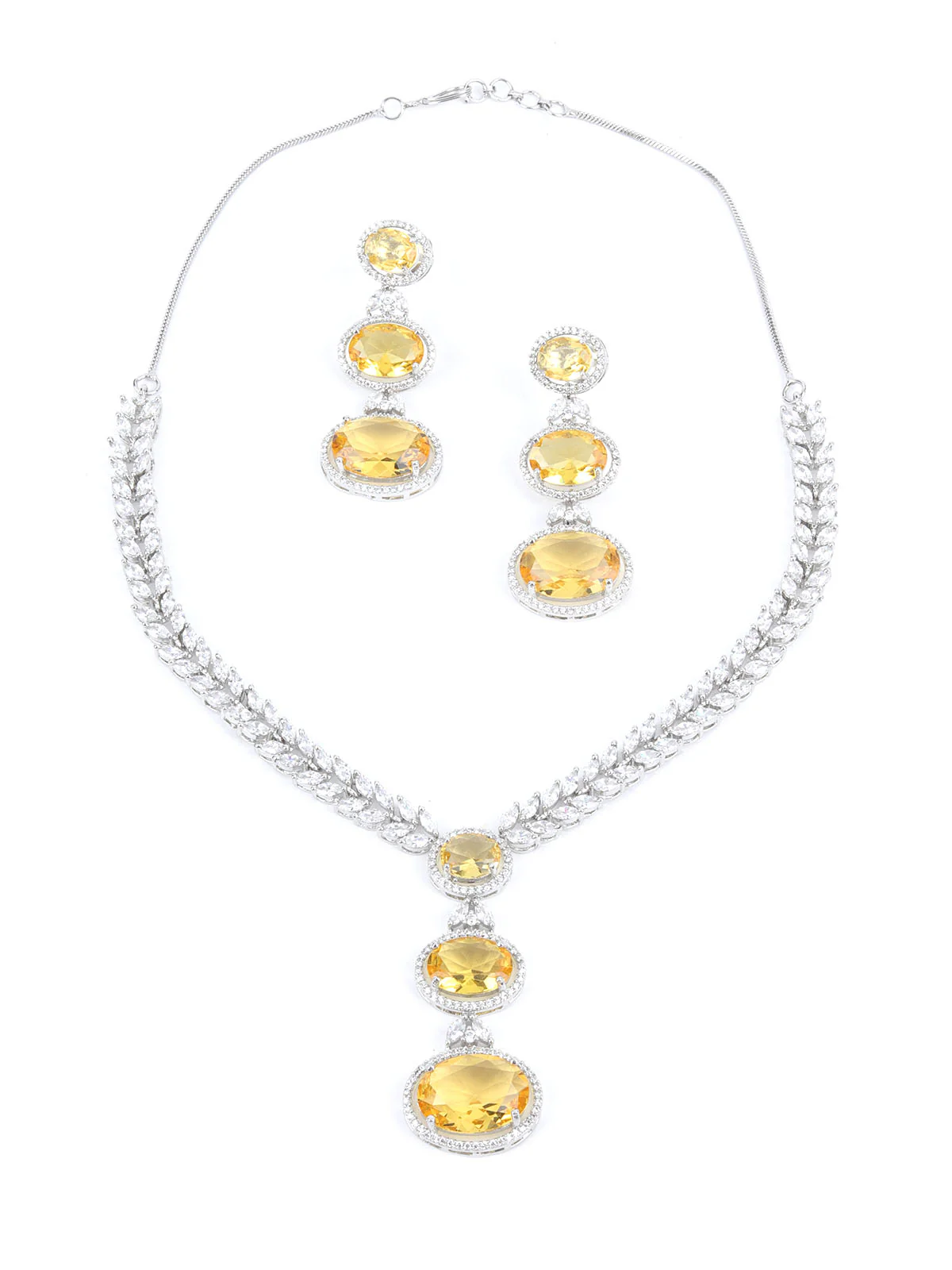 Odette Yellow Alloy Embellished Jewellery Set For Women - Image 4