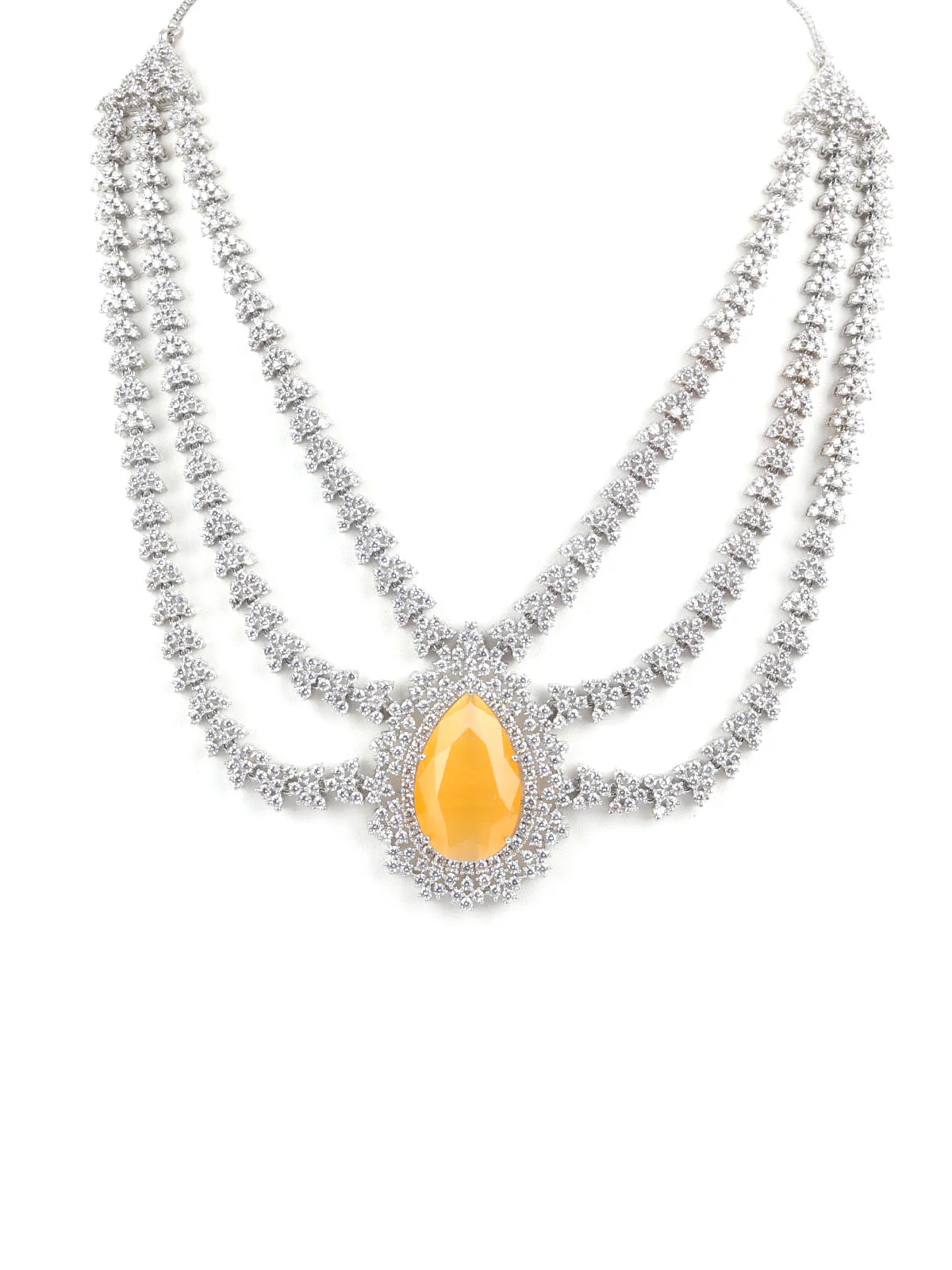 Odette Yellow Alloy Embellished Jewellery Set For Women - Image 4