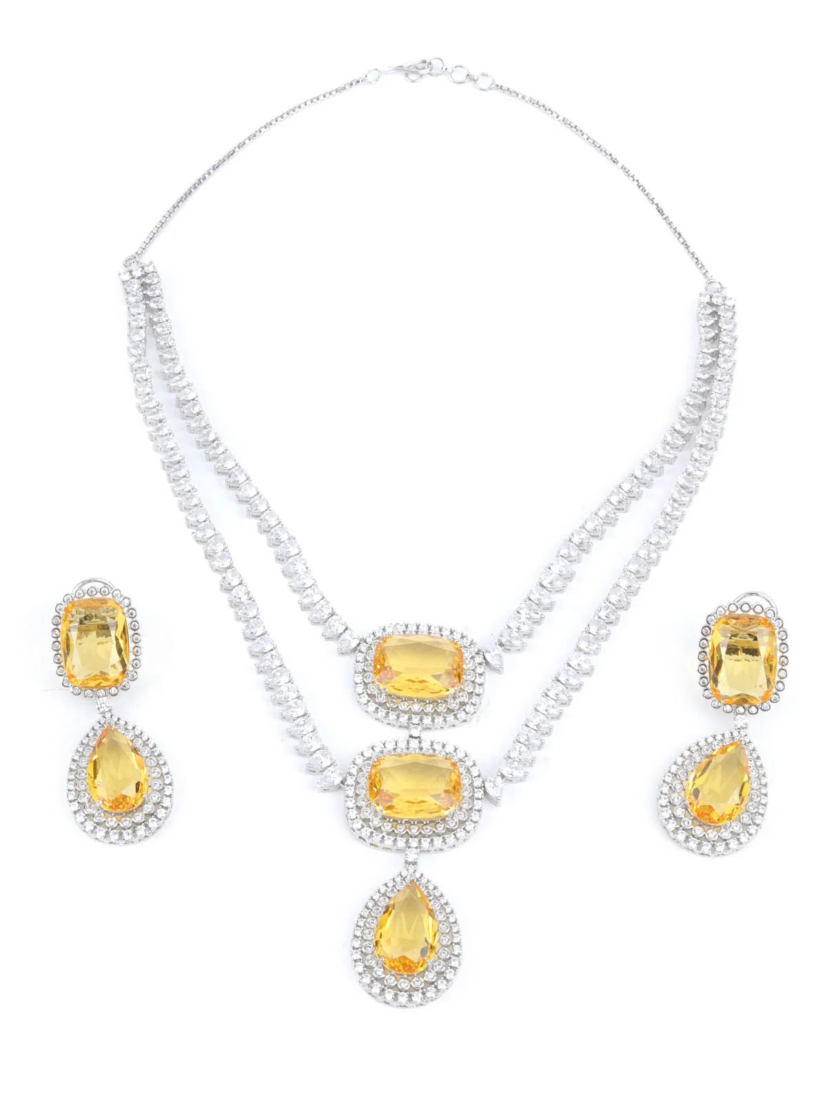 Odette Yellow Alloy Embellished Jewellery Set For Women - Image 3