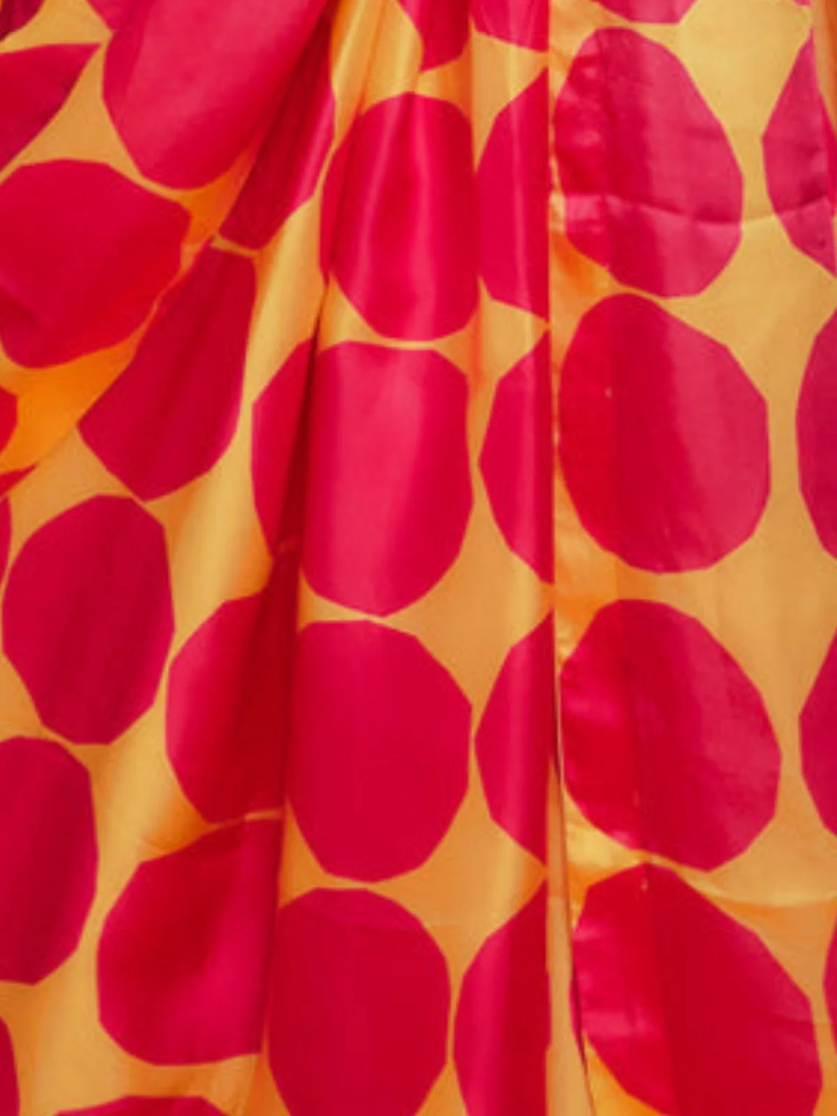 Odette Yellow And Pink Satin Printed Saree With Unstitched Blouse For Women - Image 5