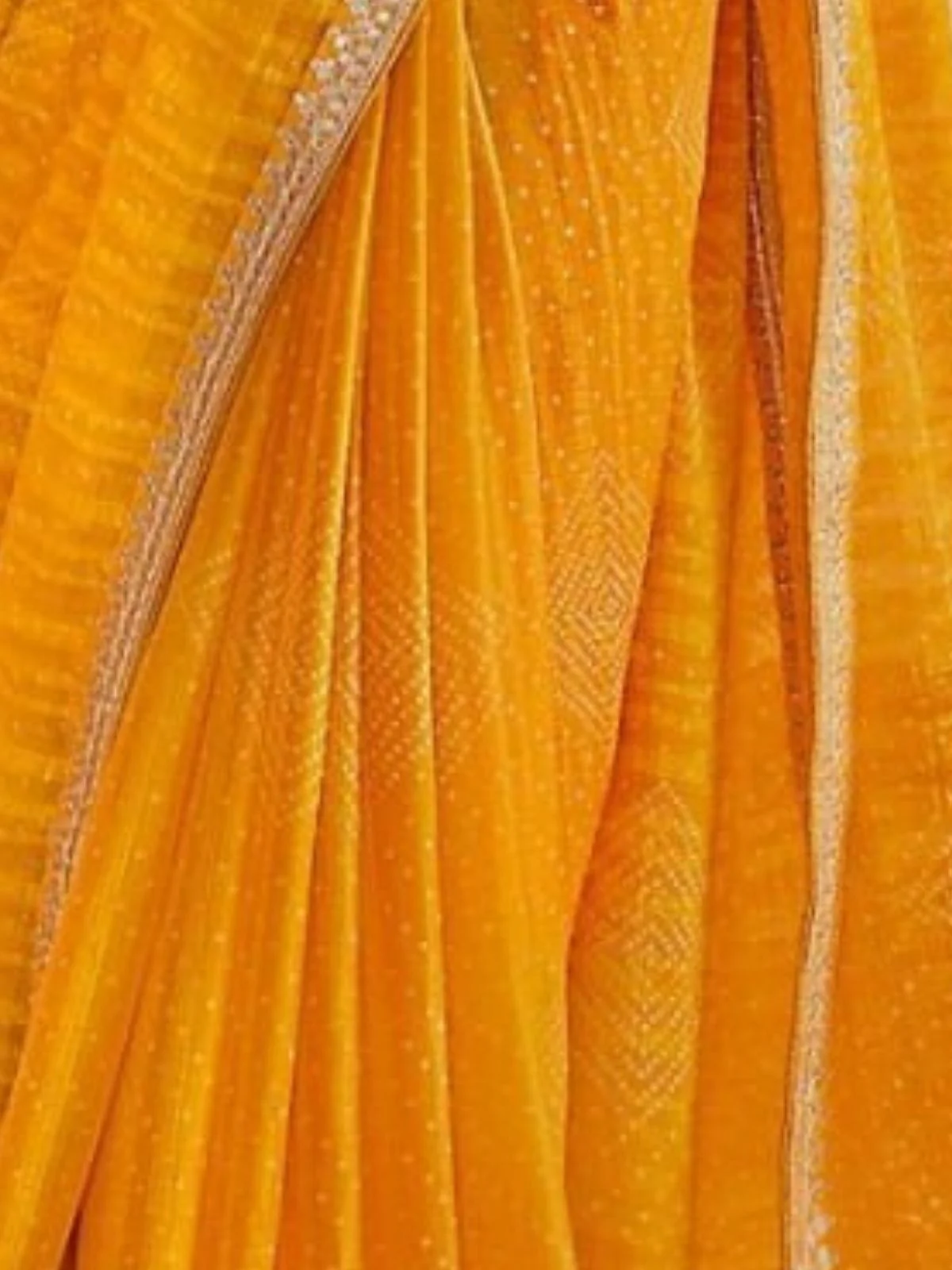 Odette Yellow Chiffon Embellished Saree For Women - Image 4