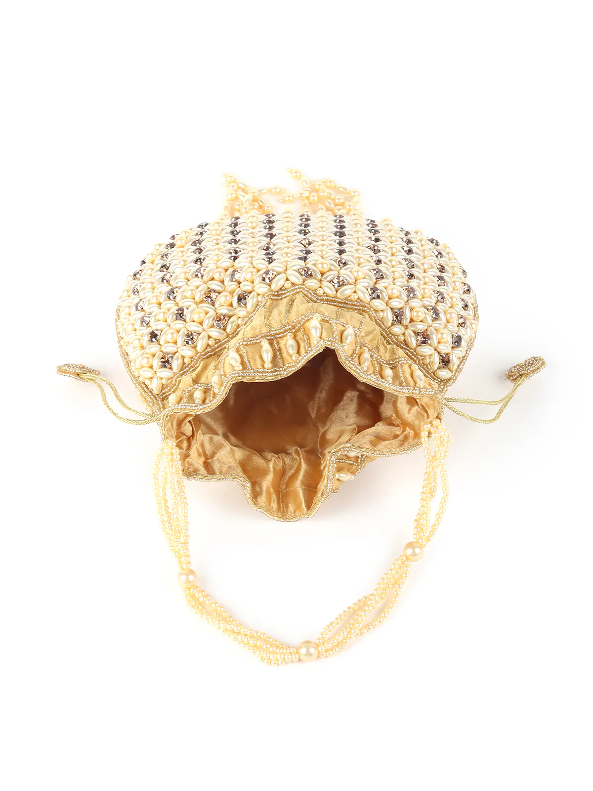 Odette Yellow Embroidered Potli Bag For Women - Image 6