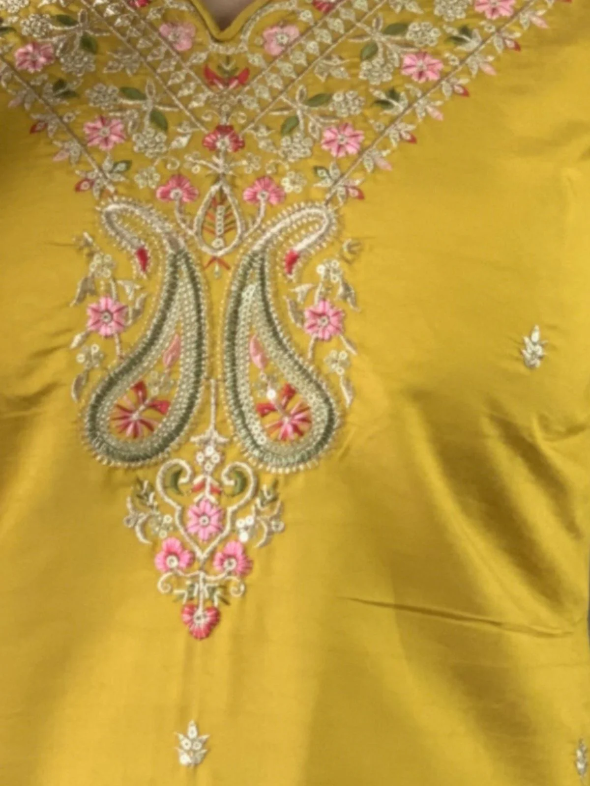 Odette Yellow Embroidered Viscose Silk Stitched Kurta Salwar Set For Women - Image 6