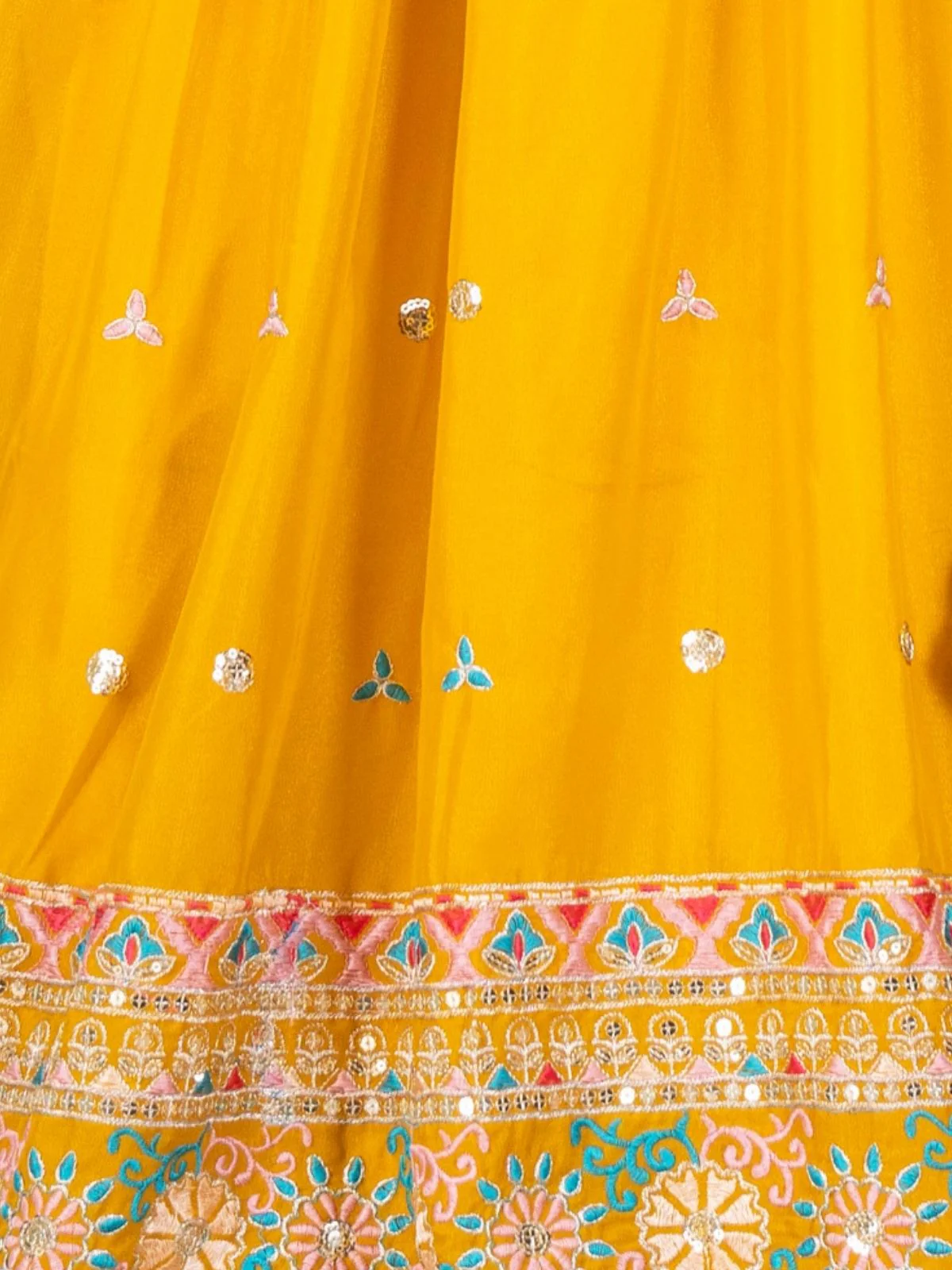 Odette Yellow Georgette Embellished Semi Stitched Lehenga For Women - Image 5