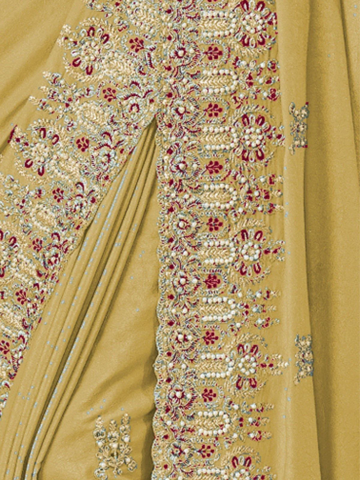 Odette Yellow Georgette Embroidered Elegant Saree For Women - Image 3