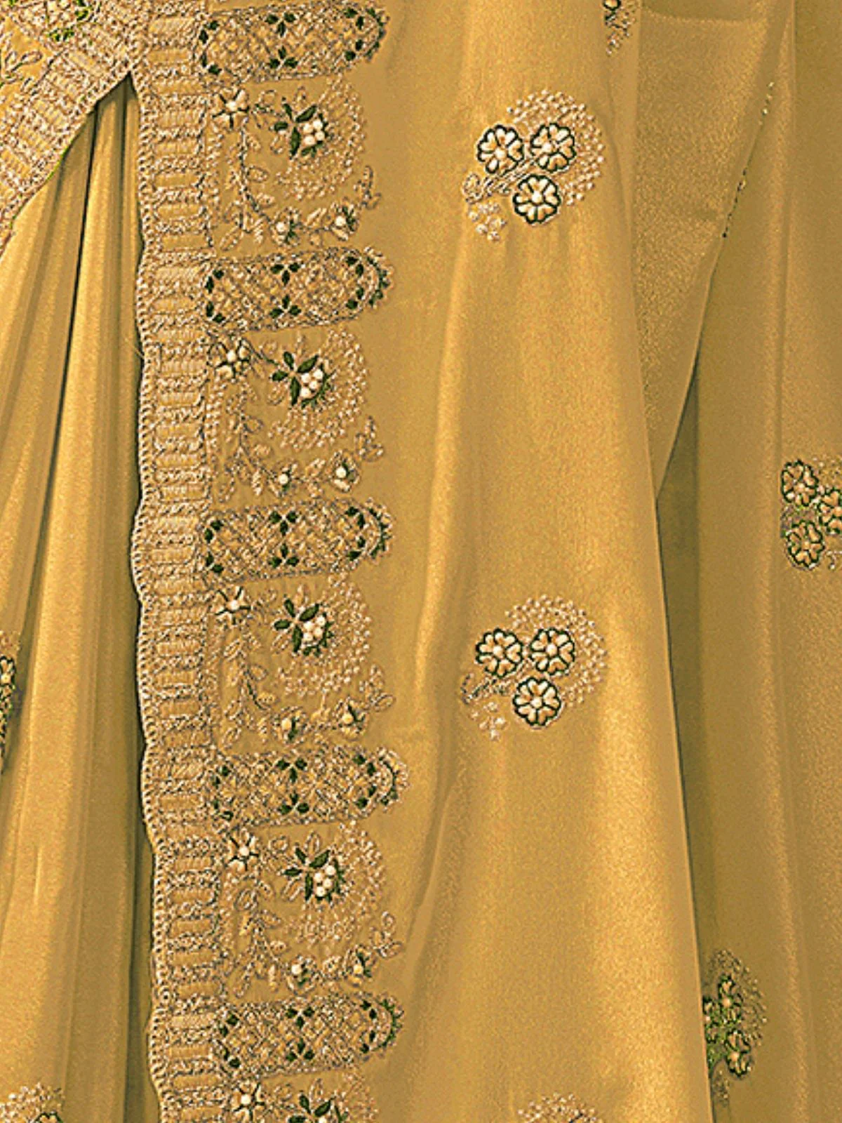Odette Yellow Georgette Embroidered Elegant Saree For Women - Image 4