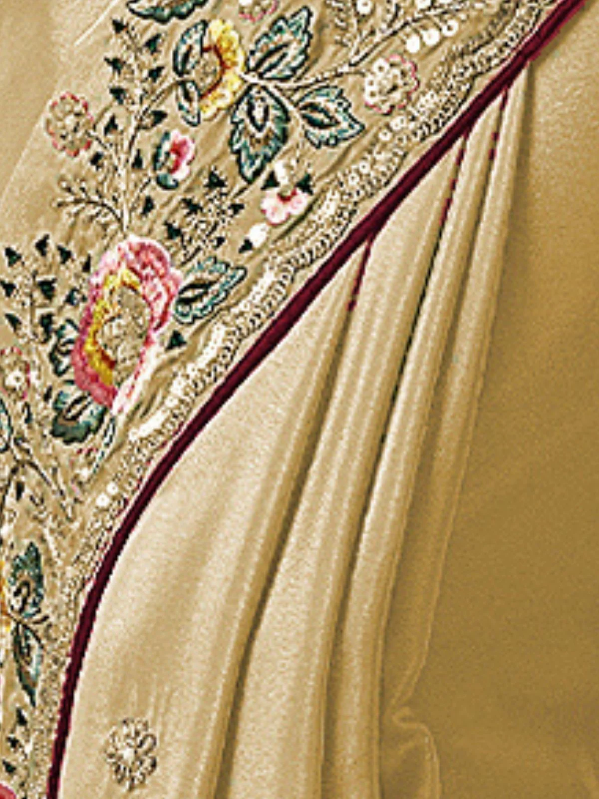 Odette Yellow Georgette Embroidered Elegant Saree For Women - Image 4