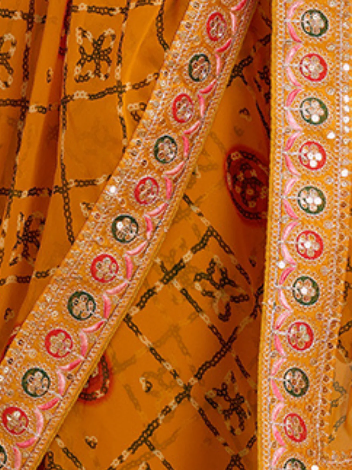 Odette Yellow Georgette Embroidered Saree For Women - Image 5