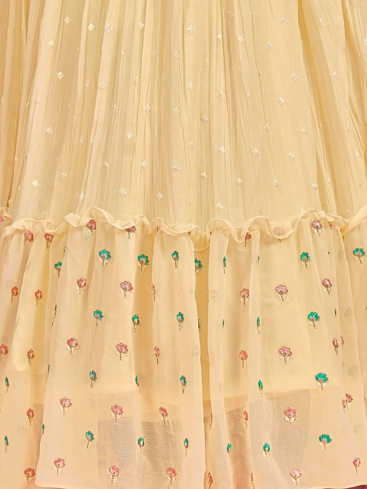 Odette Yellow Georgette Embroidered Stitched Gown With Dupatta For Women - Image 8