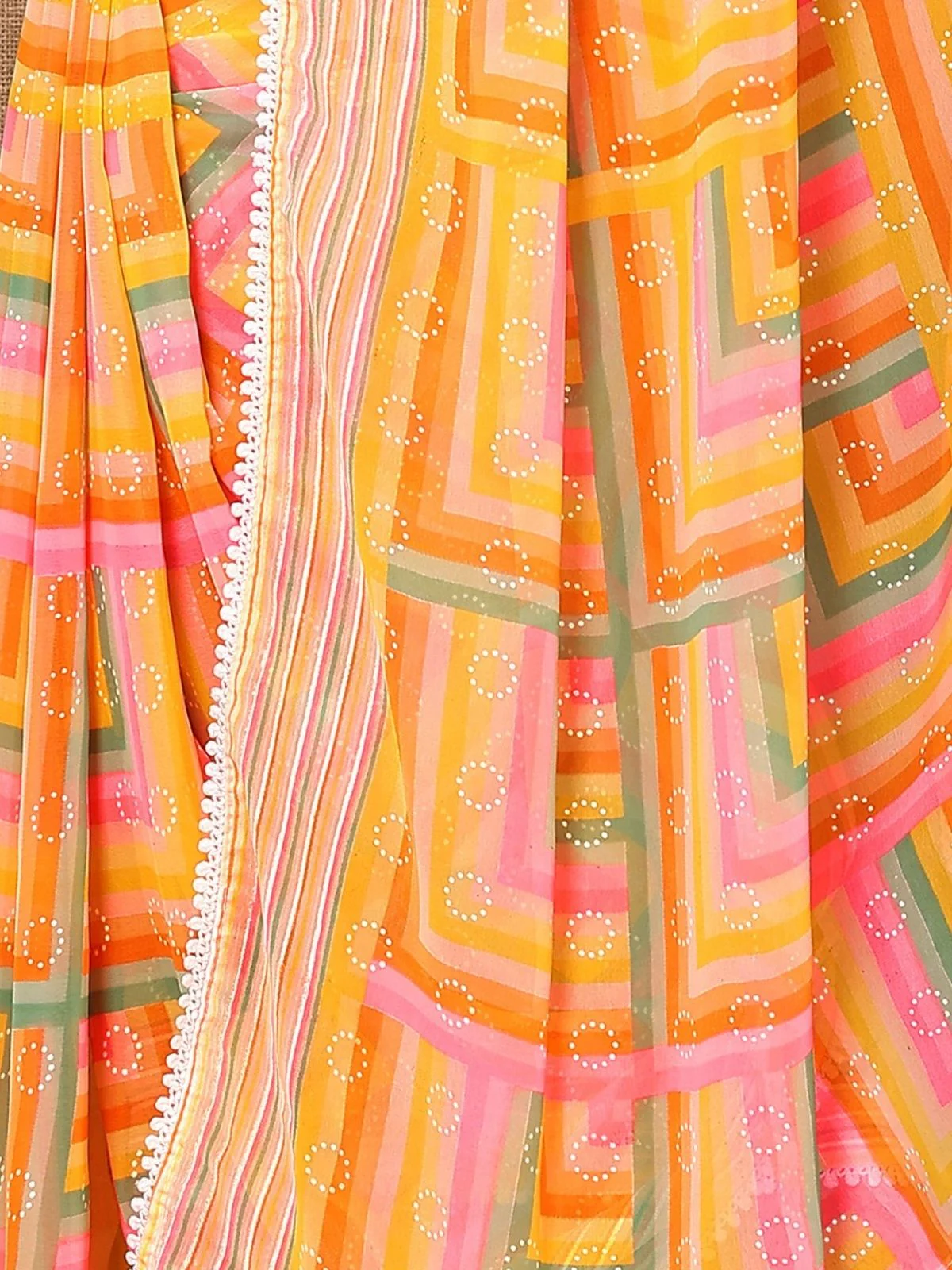 Odette Yellow Georgette Printed Saree For Women - Image 5