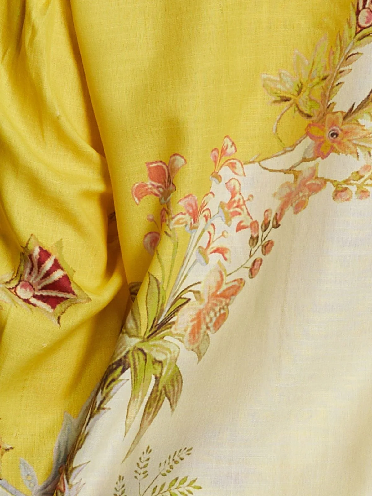 Odette Yellow Linen Printed Stitched Co-Ord Set For Women - Image 8