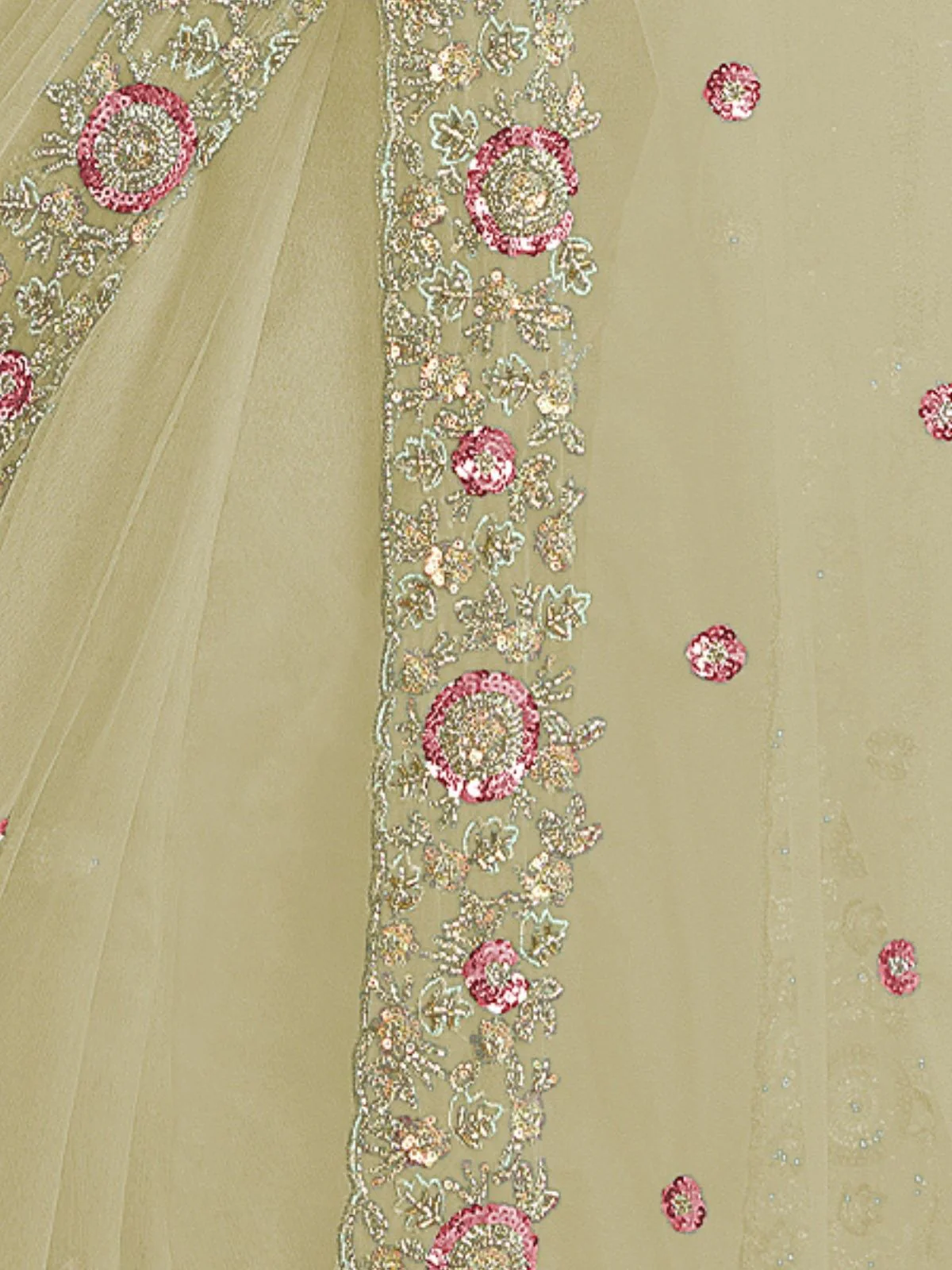 Odette Yellow Net Embellished Elegant Saree For Women - Image 4