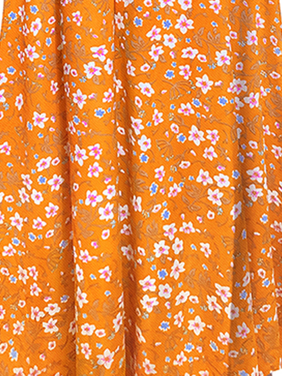 Odette Yellow Polyester Asymmetric A-line Printed Dress For Women - Image 5