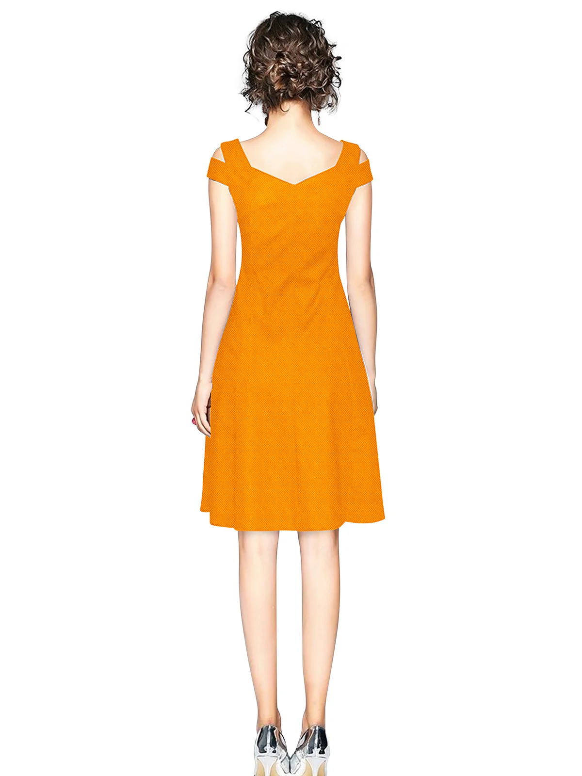 Odette Yellow Polyester Skater Dress For Women - Image 3