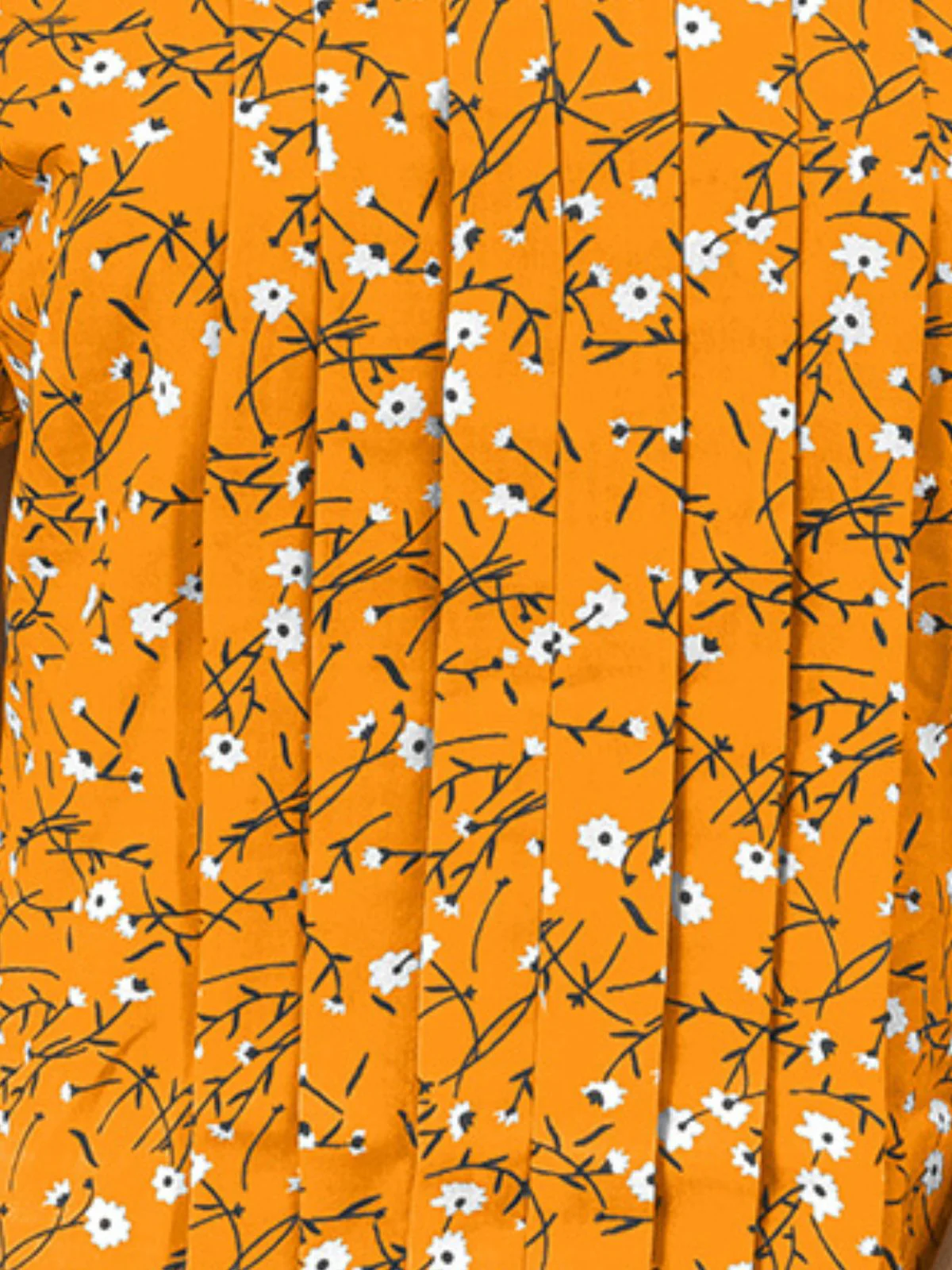 Odette Yellow Cotton Blend Printed Top For Women - Image 5