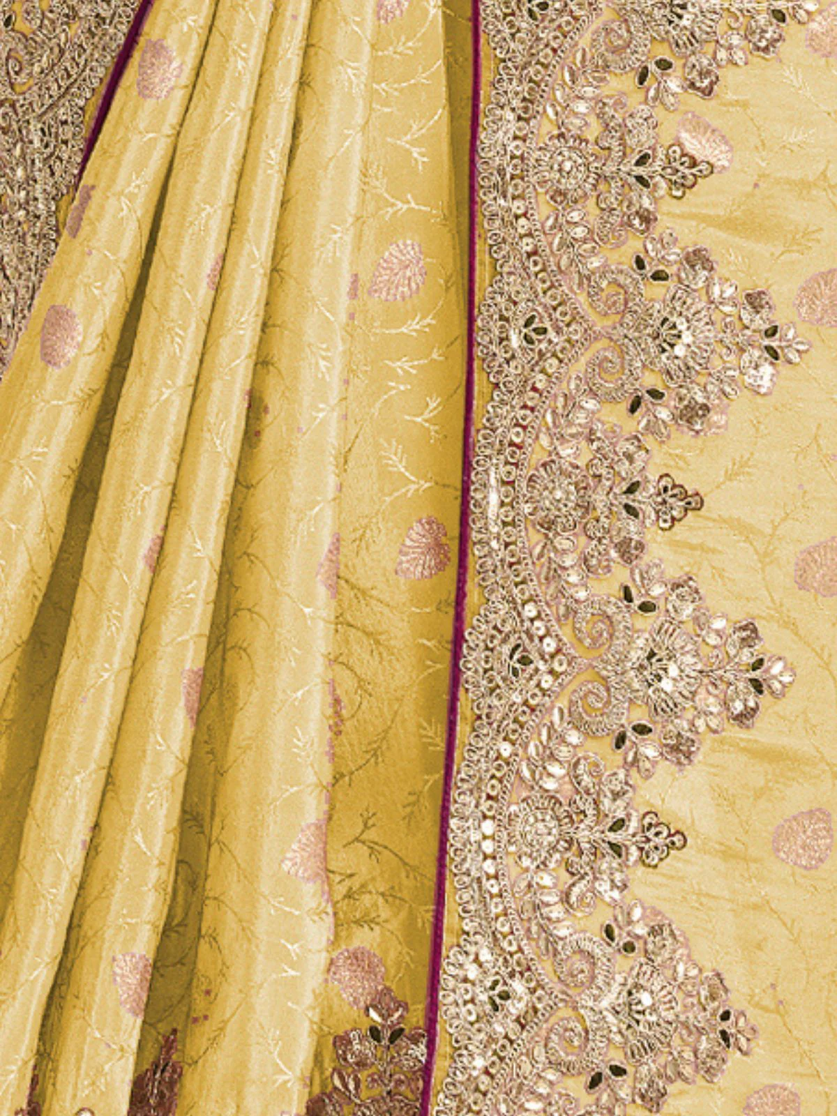 Odette Yellow Silk Blend Embroidered Saree For Women - Image 4