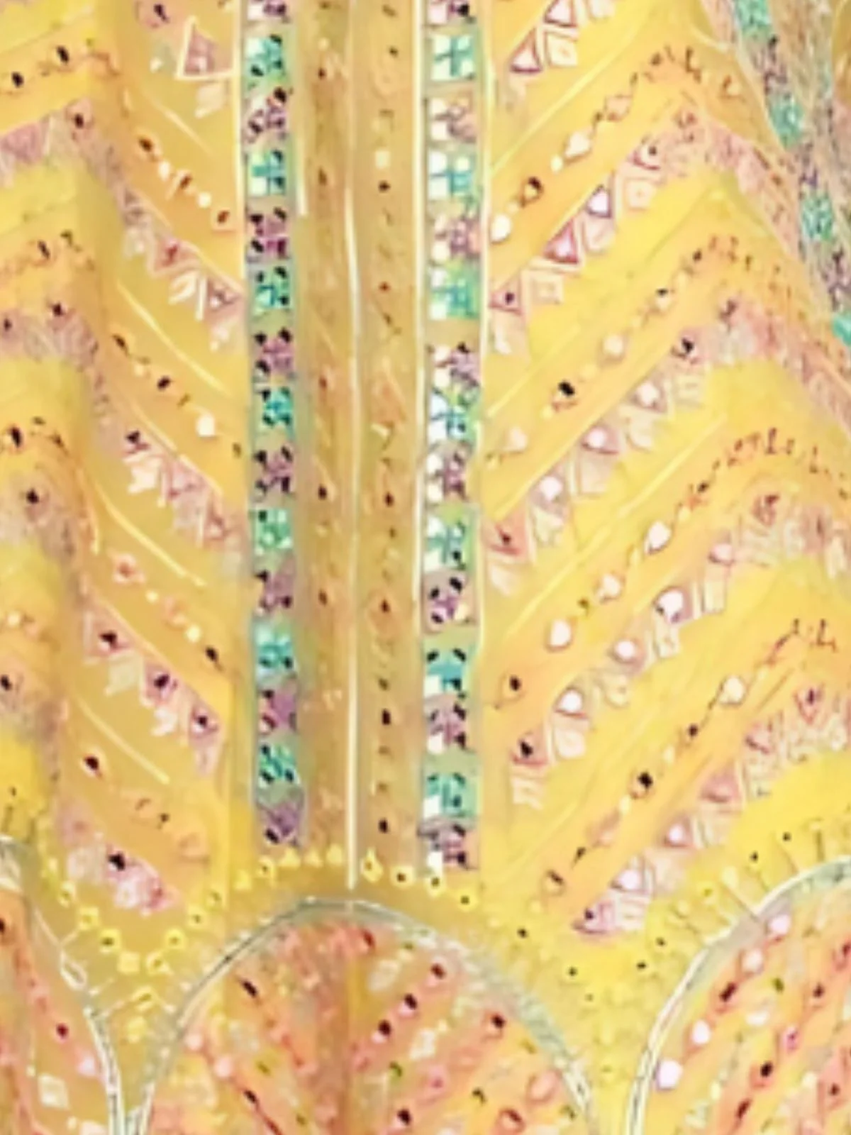 Odette Yellow Silk Blend Embroidered Semi-Stitched lehenga For Women - Image 4