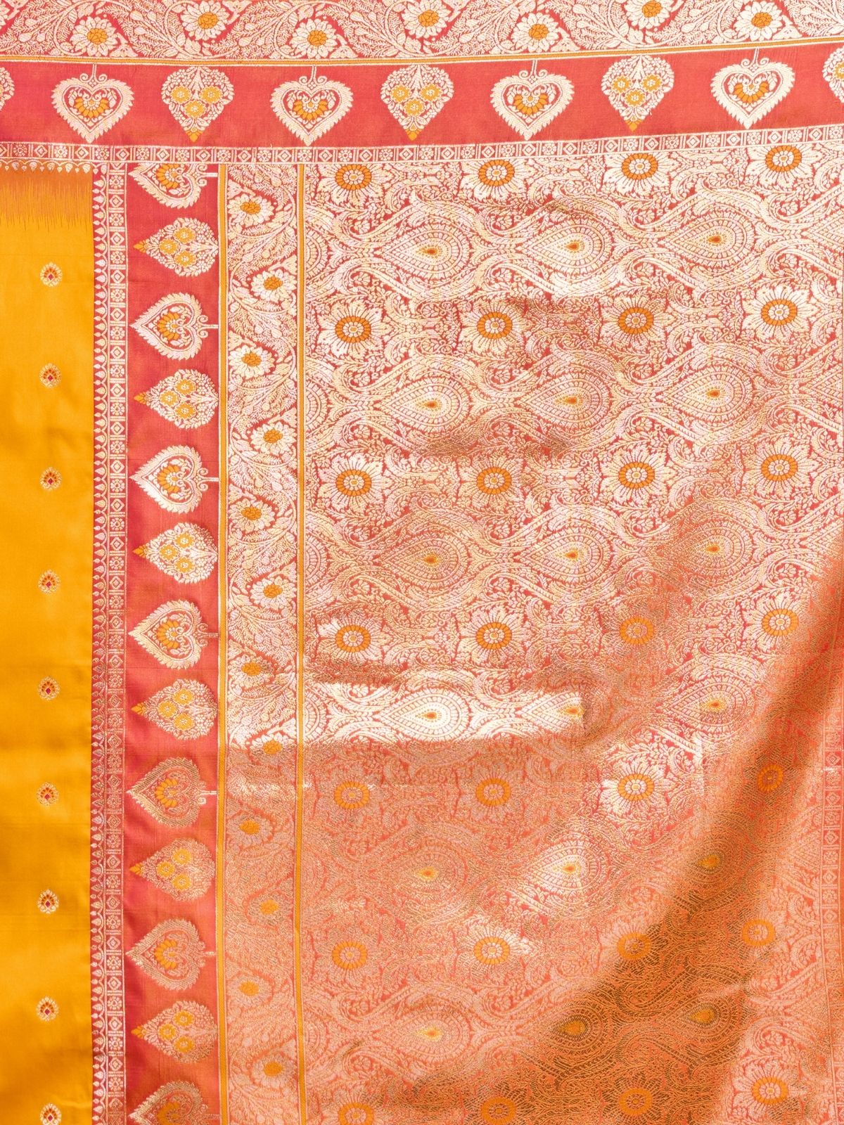 Odette Yellow Silk Blend Woven Saree For Women - Image 6