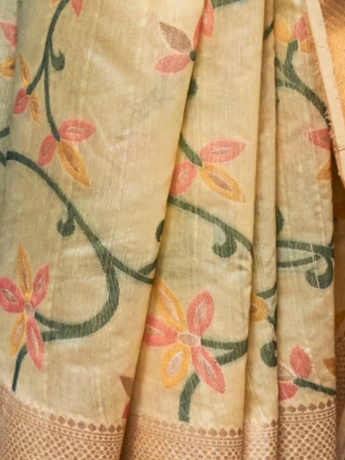 Odette Yellow Silk Blend Woven Saree With Unstitched Blouse For Women - Image 3