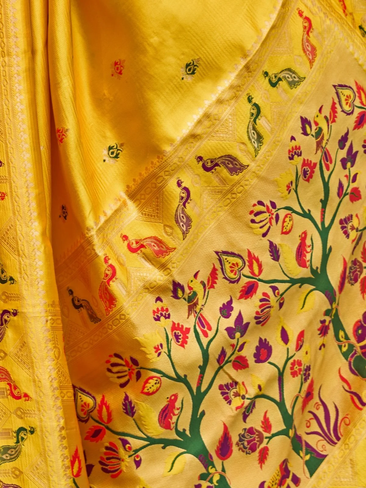 Odette Yellow Silk Woven Paithani Saree For Women - Image 5