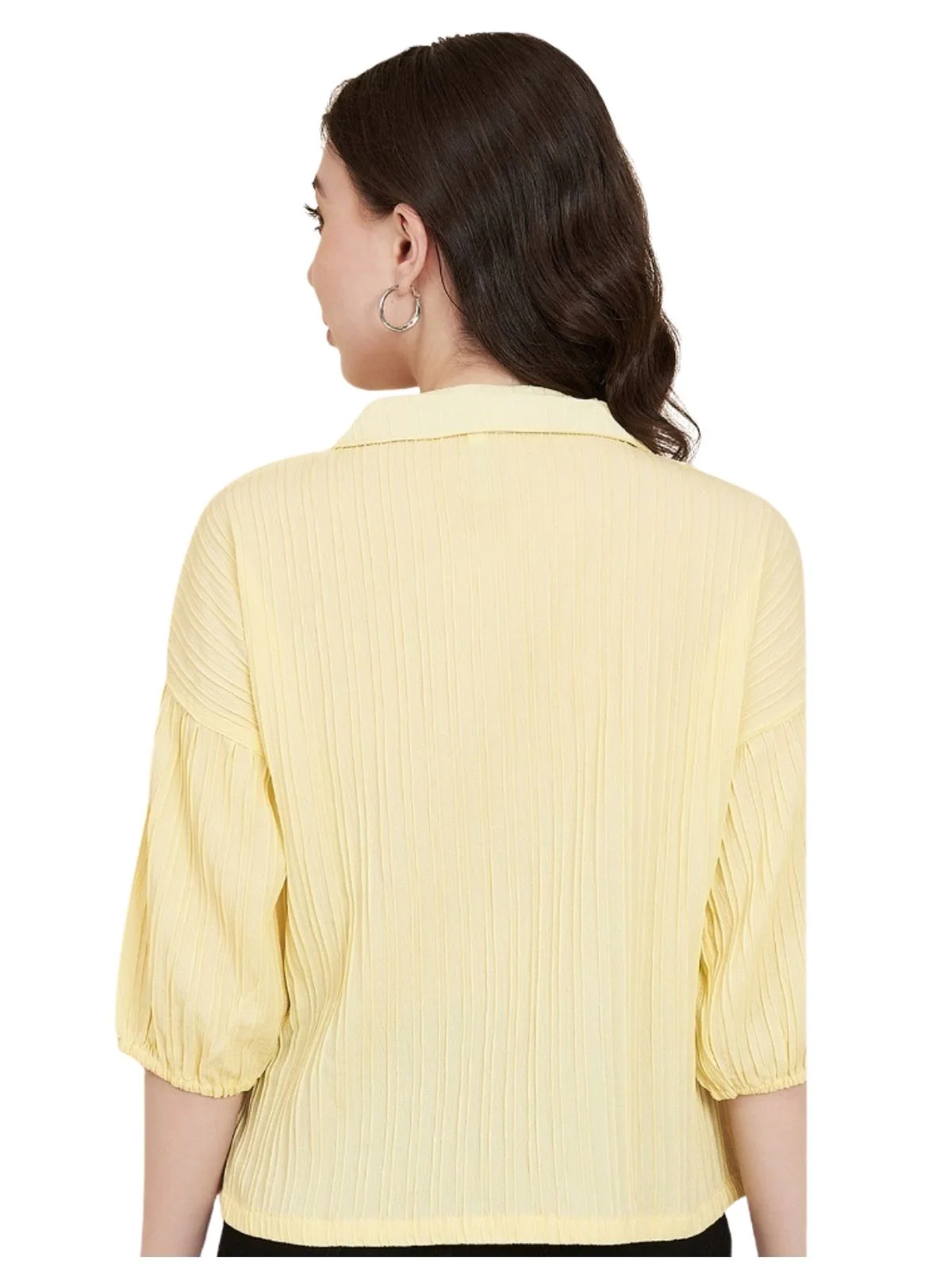 Odette Yellow Sugarcane Solid Shirt For Women - Image 3