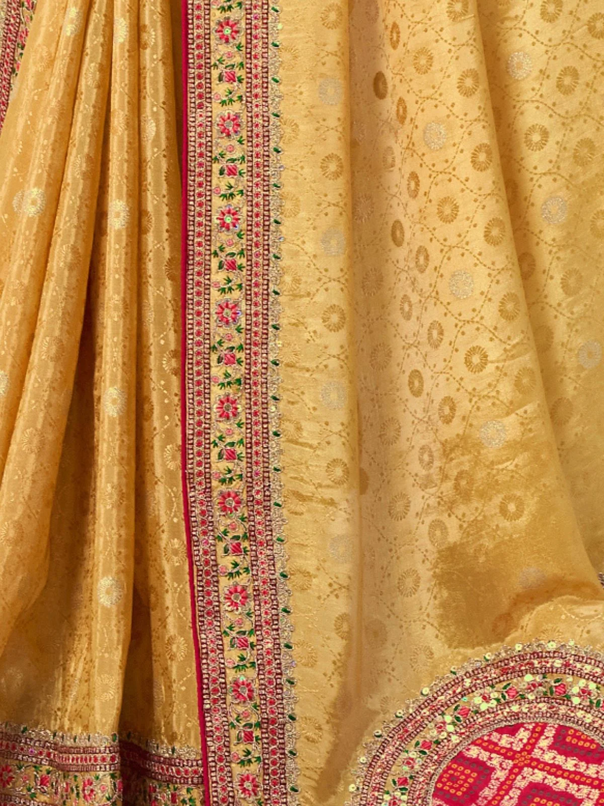 Odette Yellow Viscose Embroidered Saree For Women - Image 4