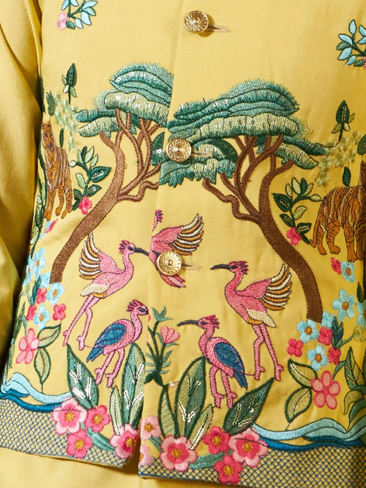 Odette Yellow Viscose Silk Embellished Stitched Kurta Set For Kids - Image 6
