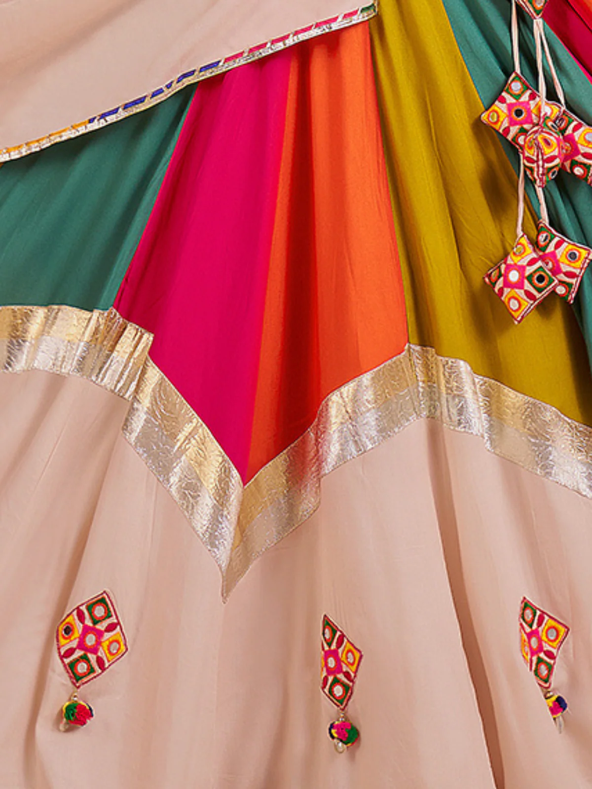 Odette Multicolor Viscose Cotton Embroidered Semi-Stitched Lehenga Choli For Women - Image 5