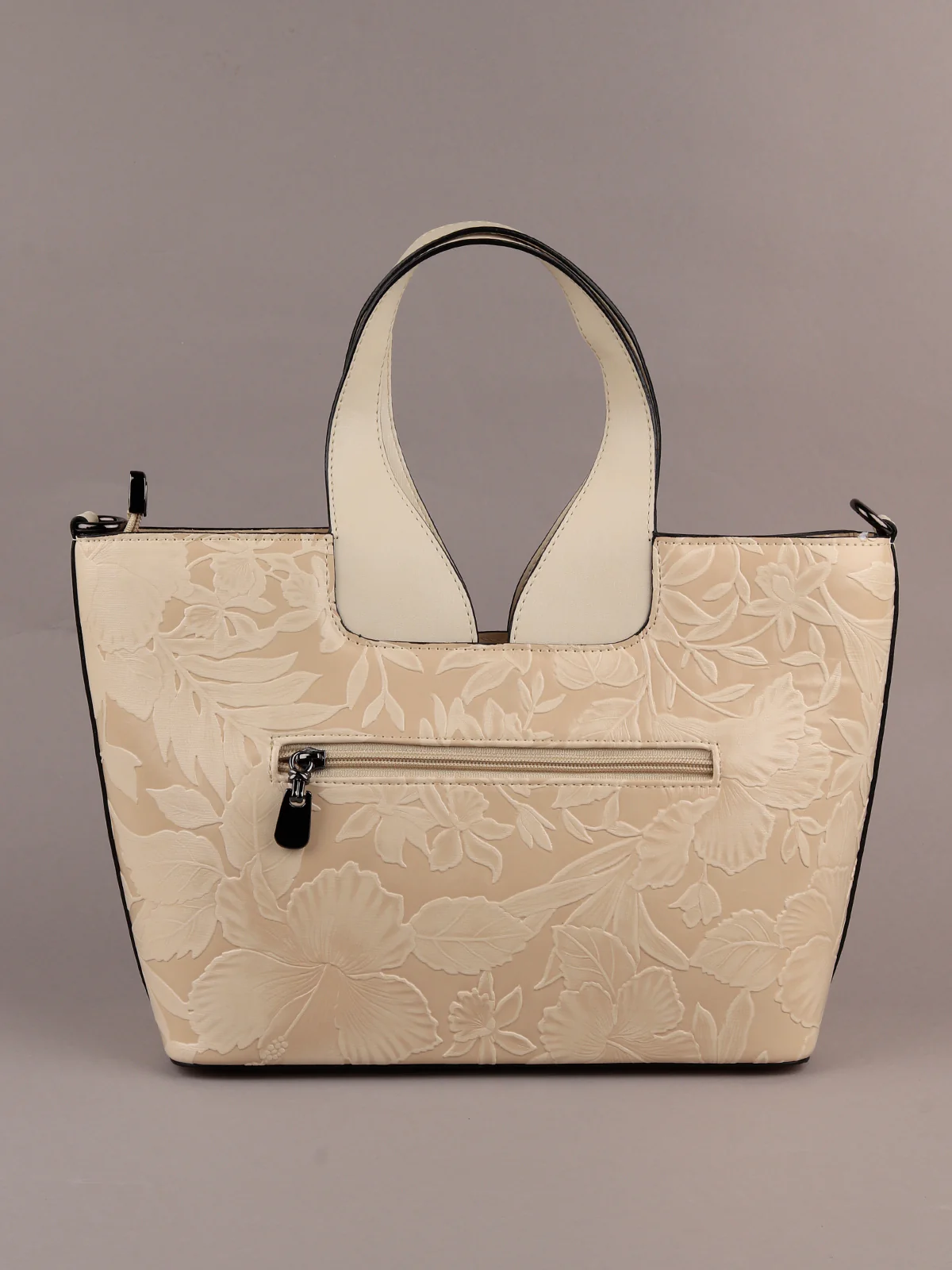 Odette Women Off White Embossed Formal Handbag - Image 5