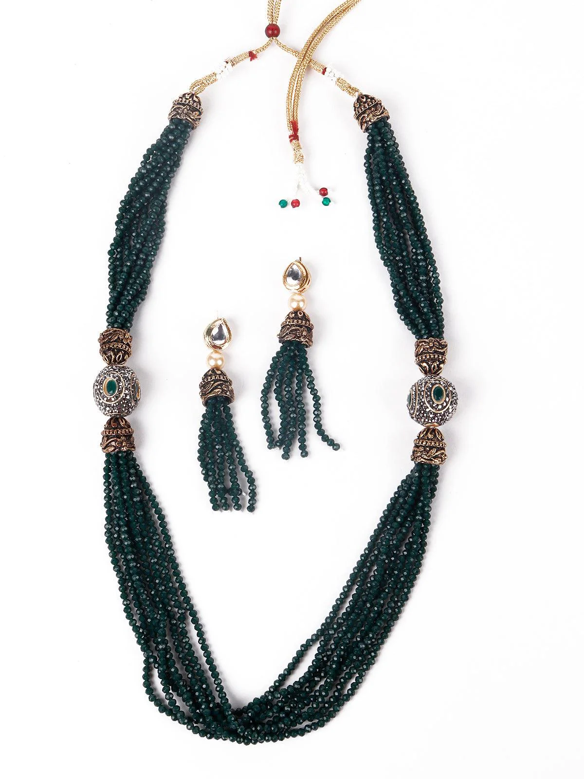 Odette Olive Green Layered Necklace Set For Women - Image 3