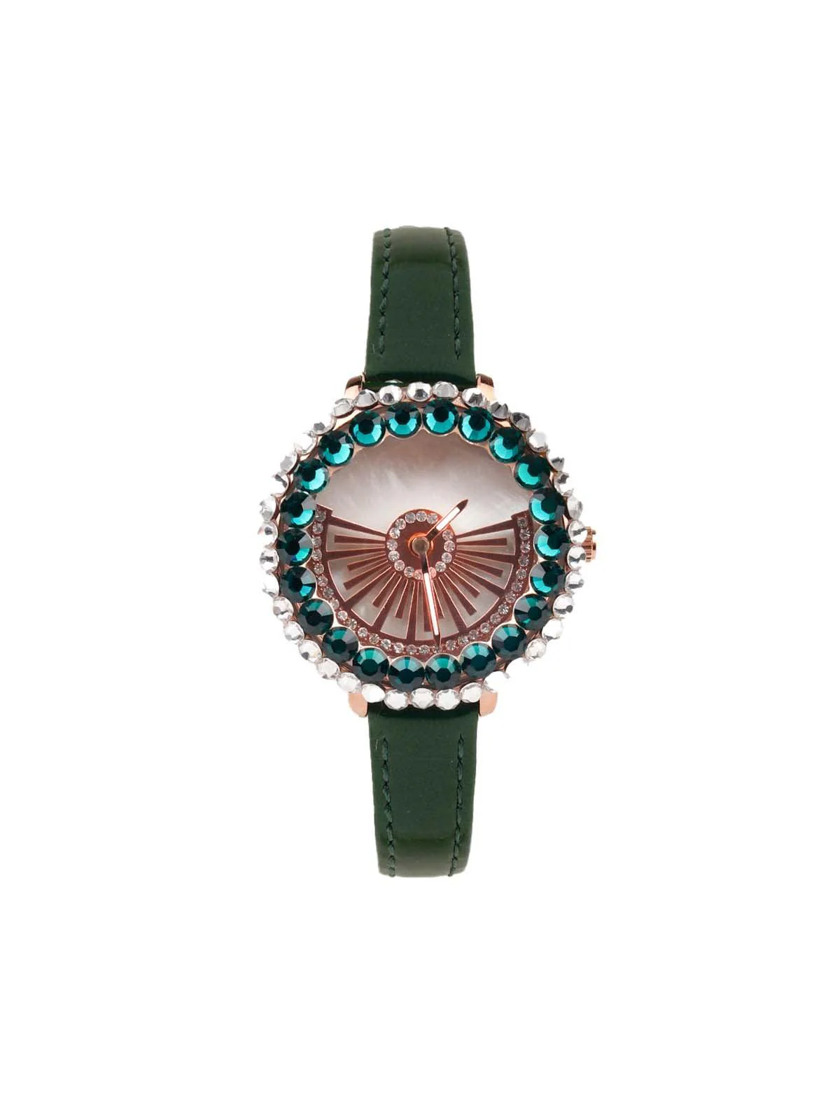 Odette Olive Green Rounded Dail Elegant Wrist Watch For Women - Image 3