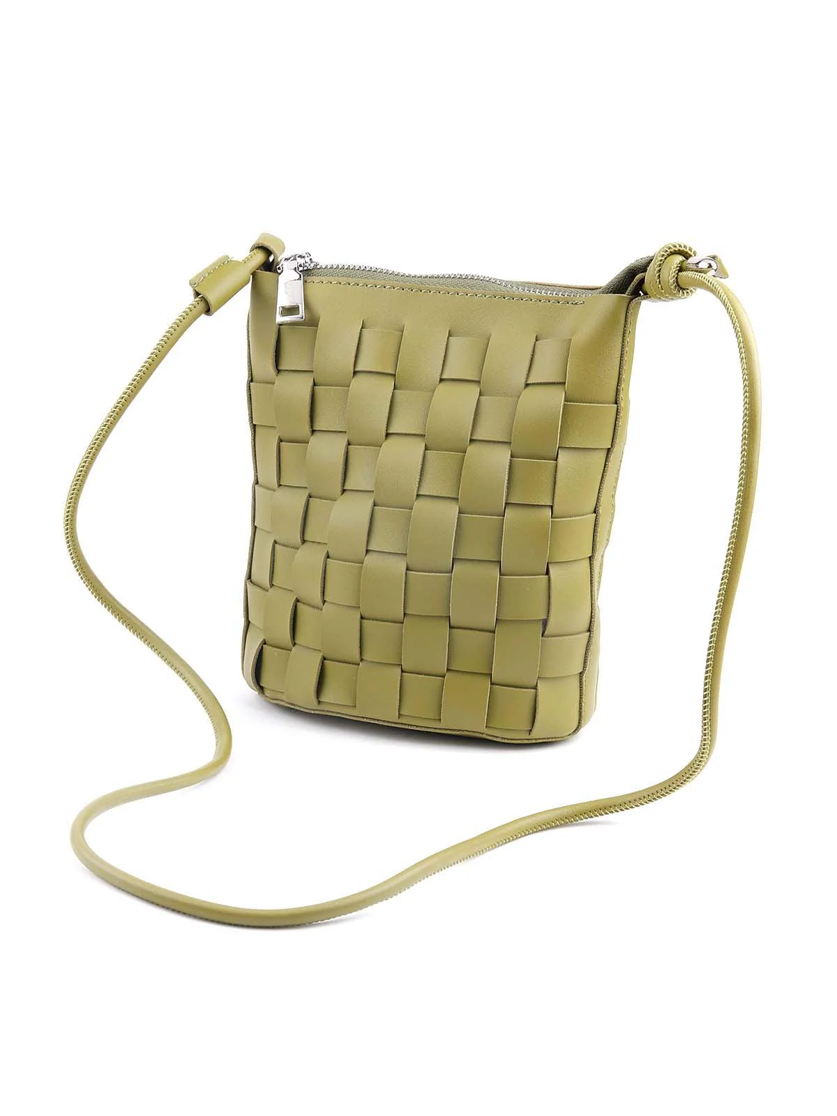 Odette Women Olive Green Textured Sling Bag - Image 5