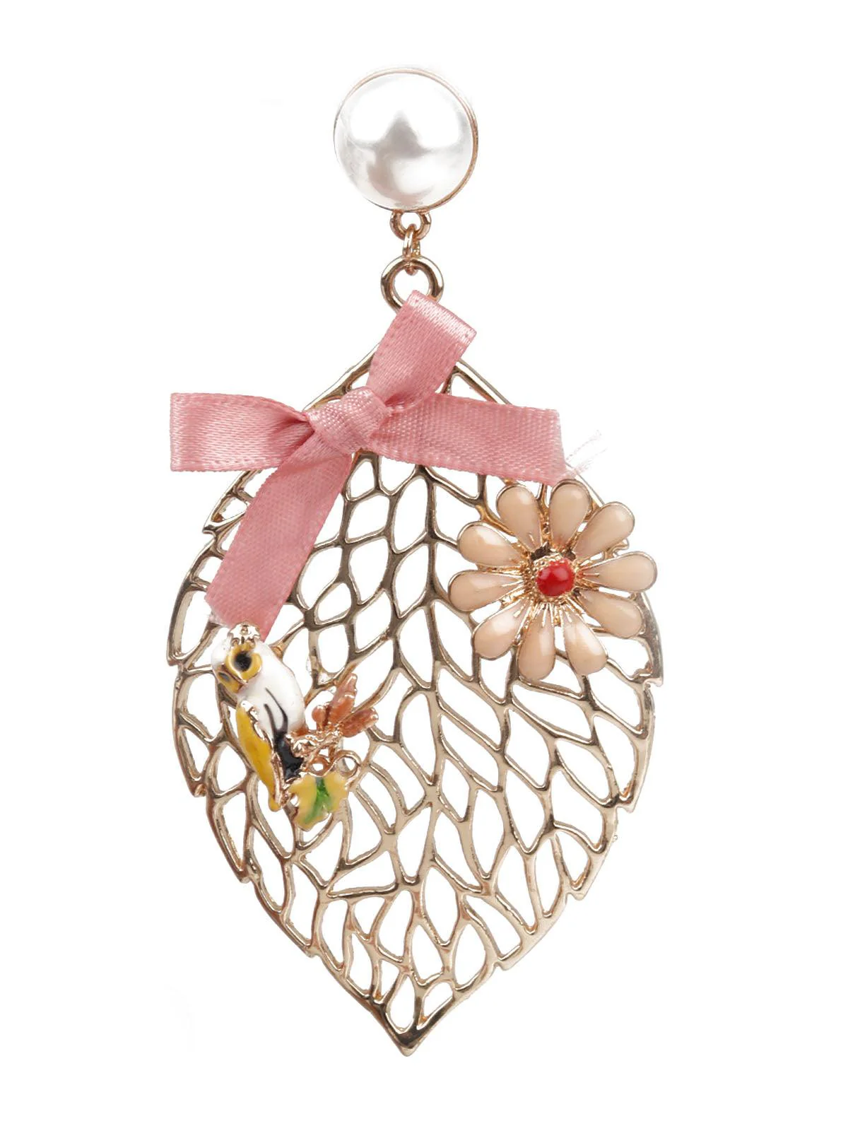 Odette Women Ornate Pink And Gold Dangler Earrings - Image 2