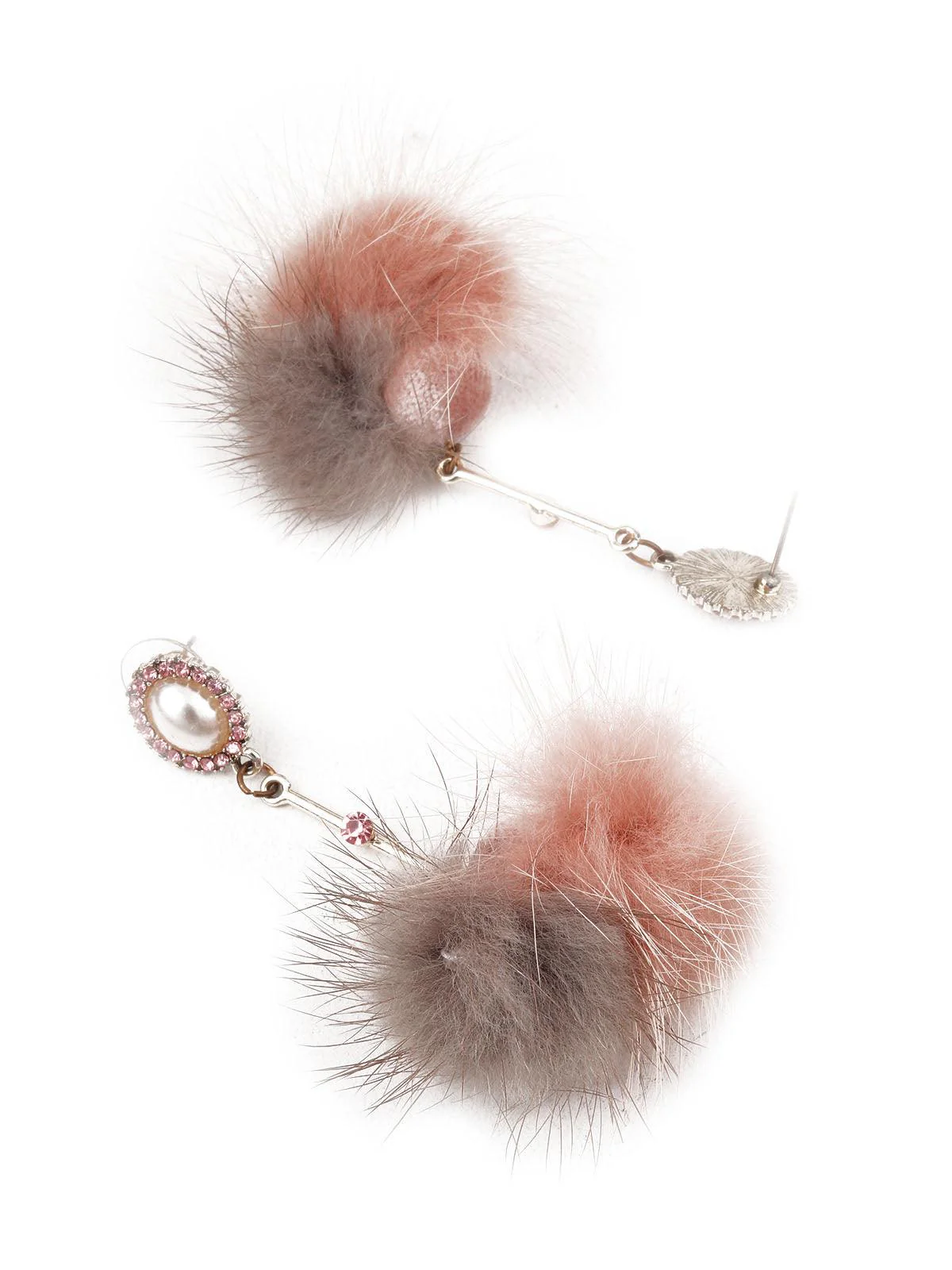 Odette Women Ornate Pink And Grey Dangler Earrings - Image 3