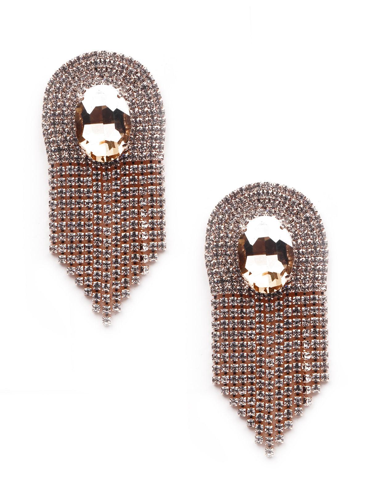 Odette Women Gold -Studded Tassel Earrings - Image 3