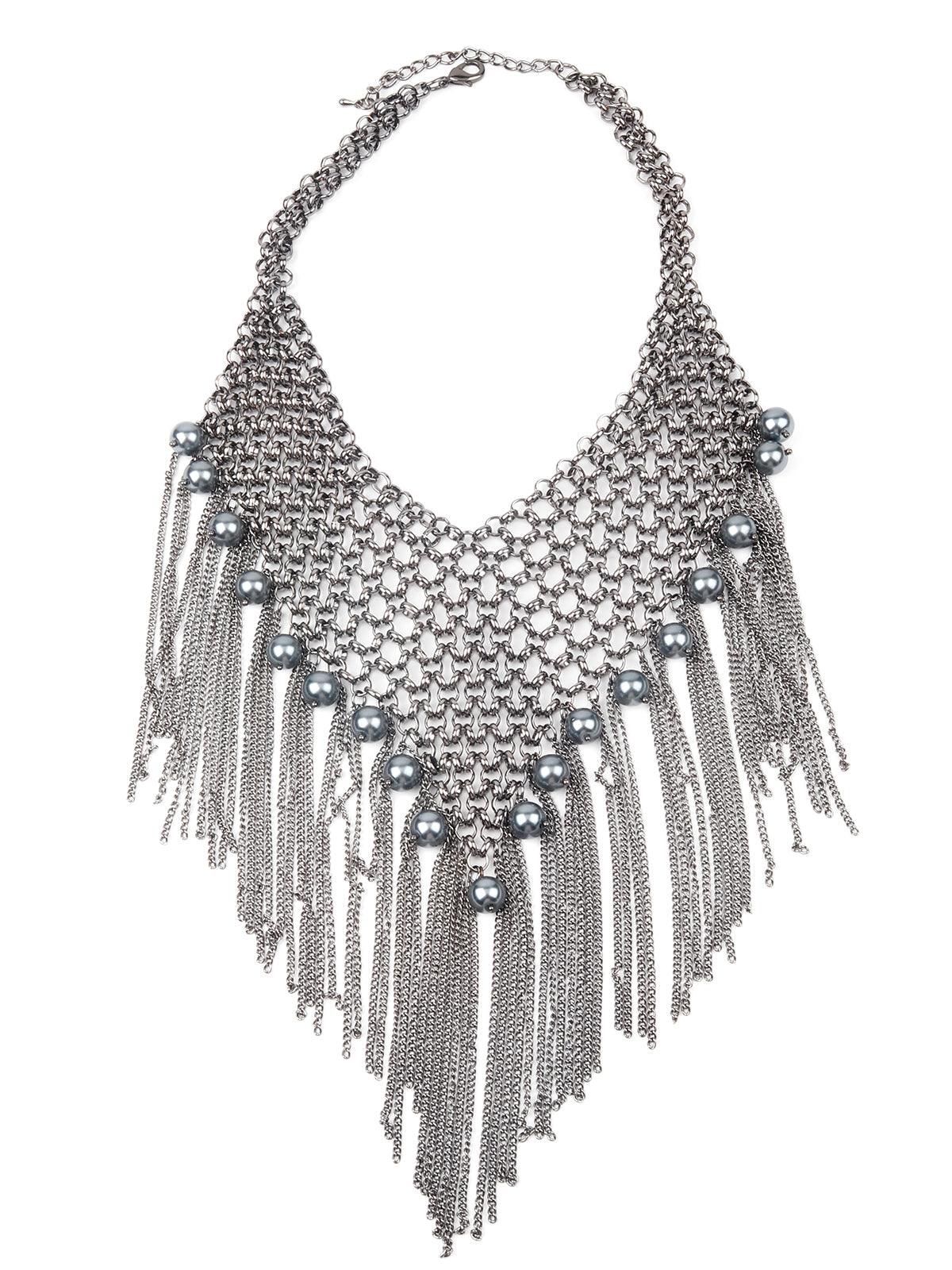 Odette Oxidised Silver Bohemian Necklace For Women - Image 3