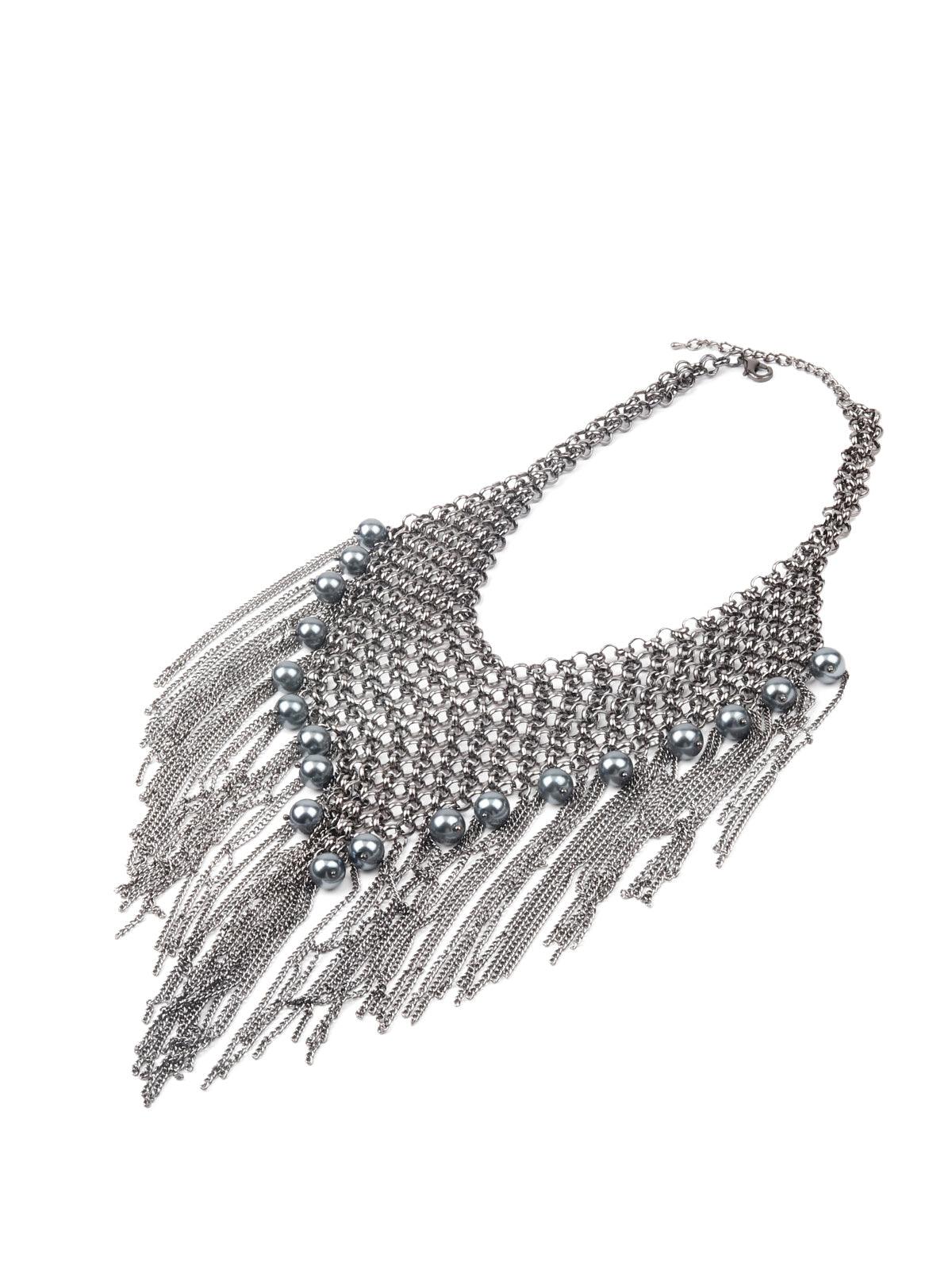 Odette Oxidised Silver Bohemian Necklace For Women - Image 4