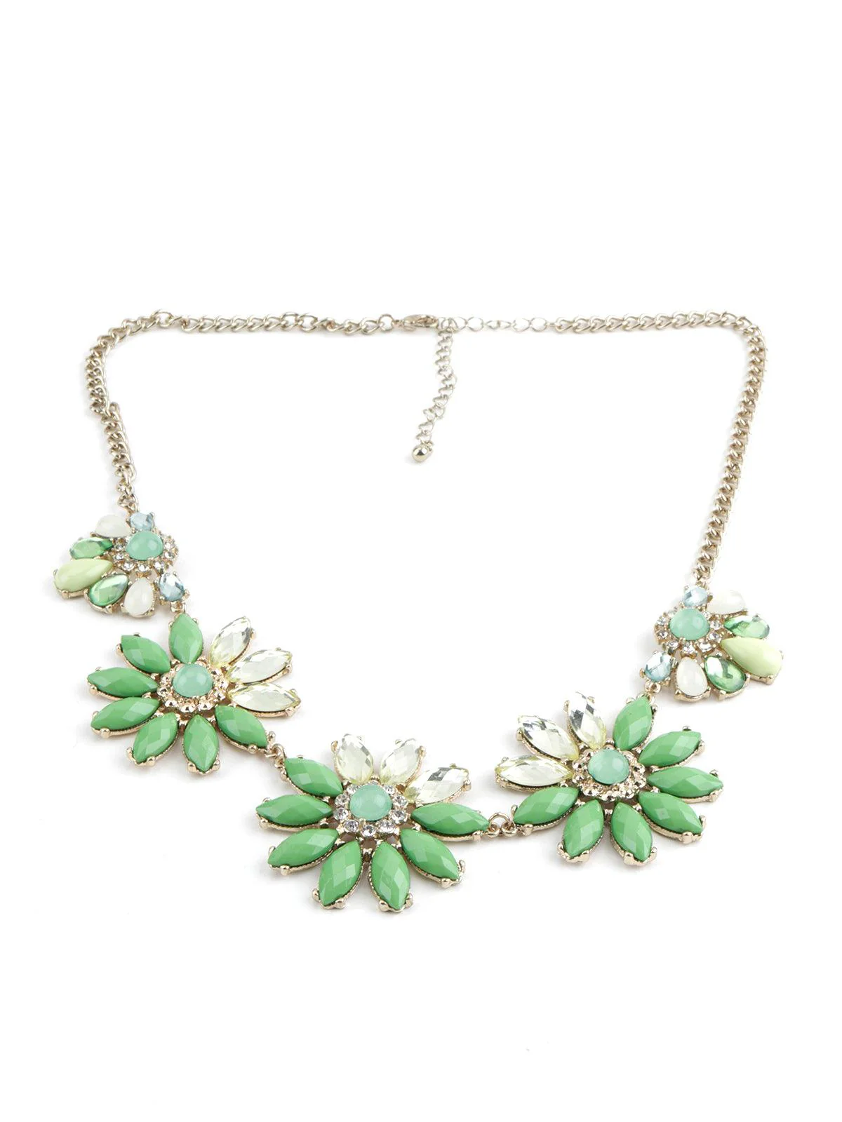 Odette Women Parakeet Green Floral Necklace - Image 3
