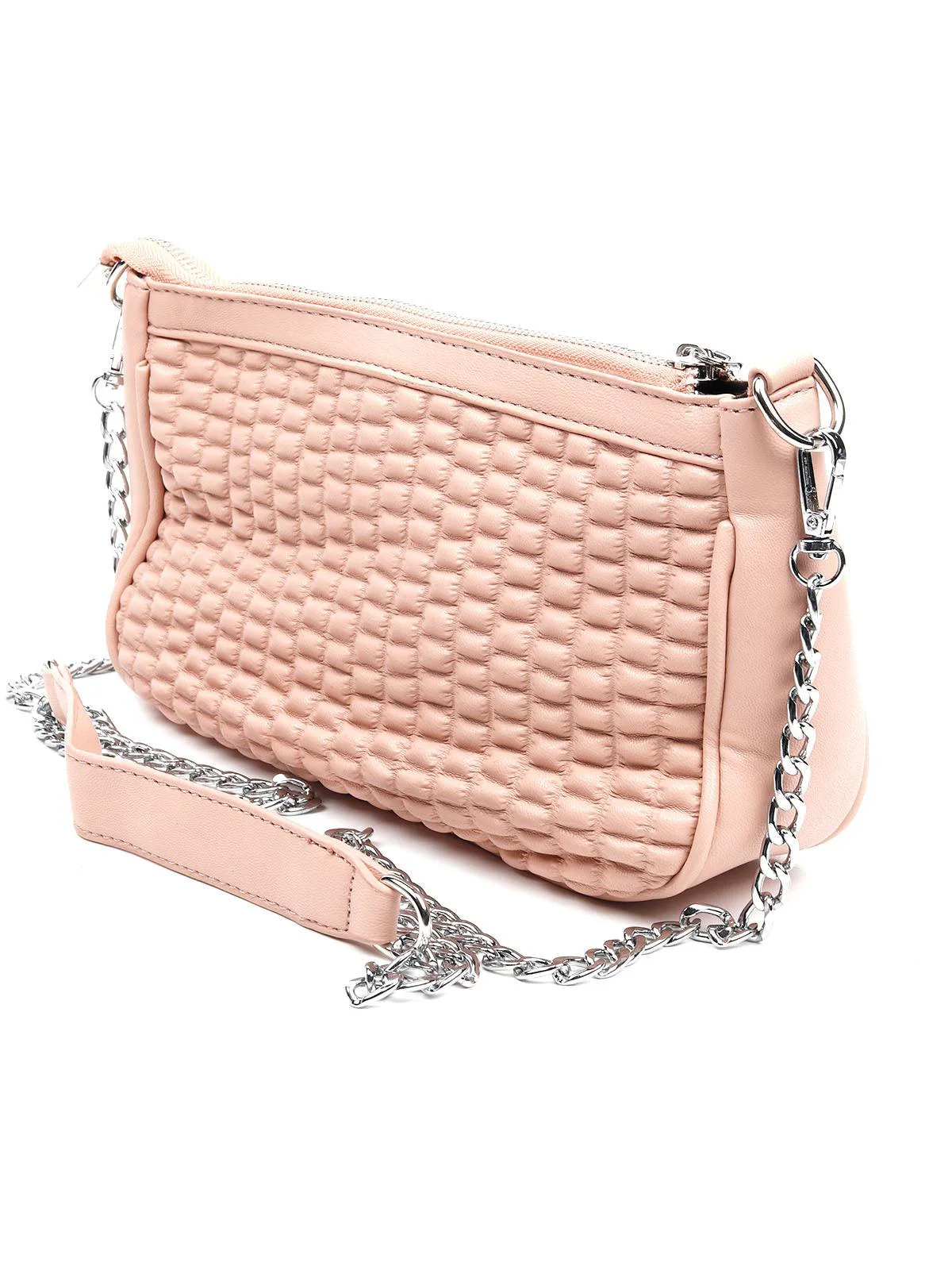 Odette Women Peach Metal Sling Bag - Image 4