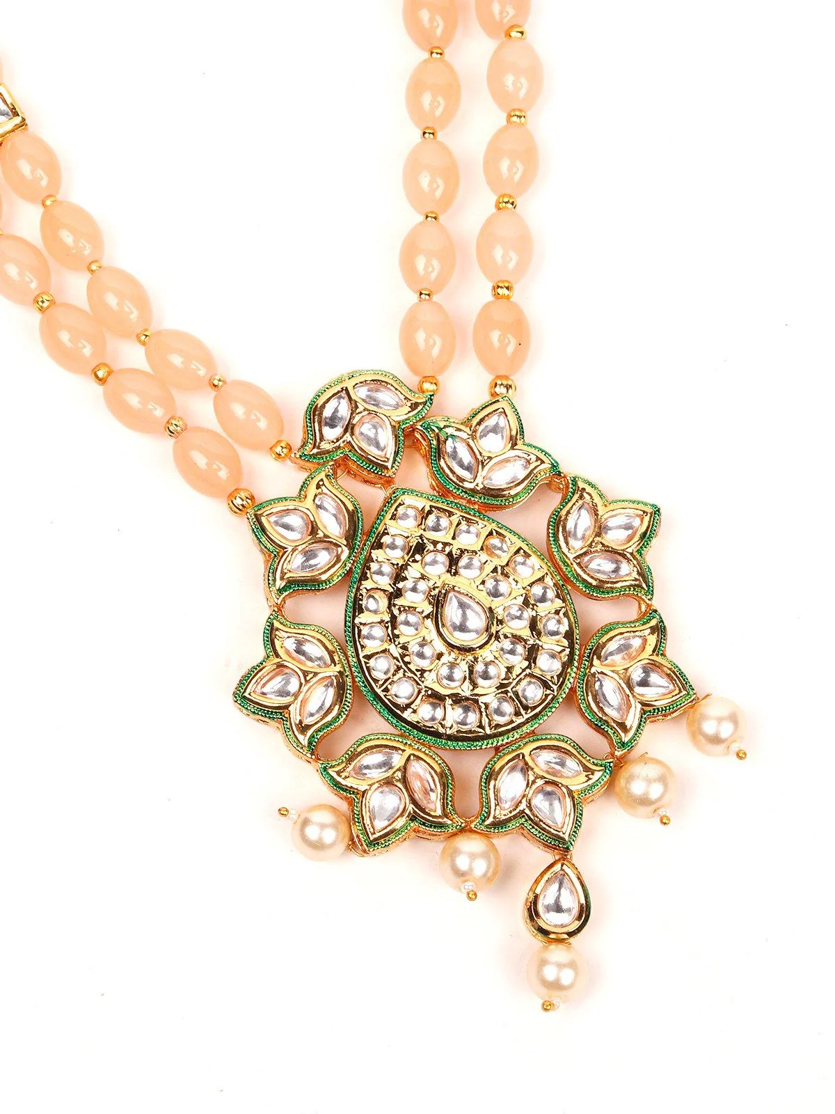 Odette Women Peach Metal Necklace Set - Image 4